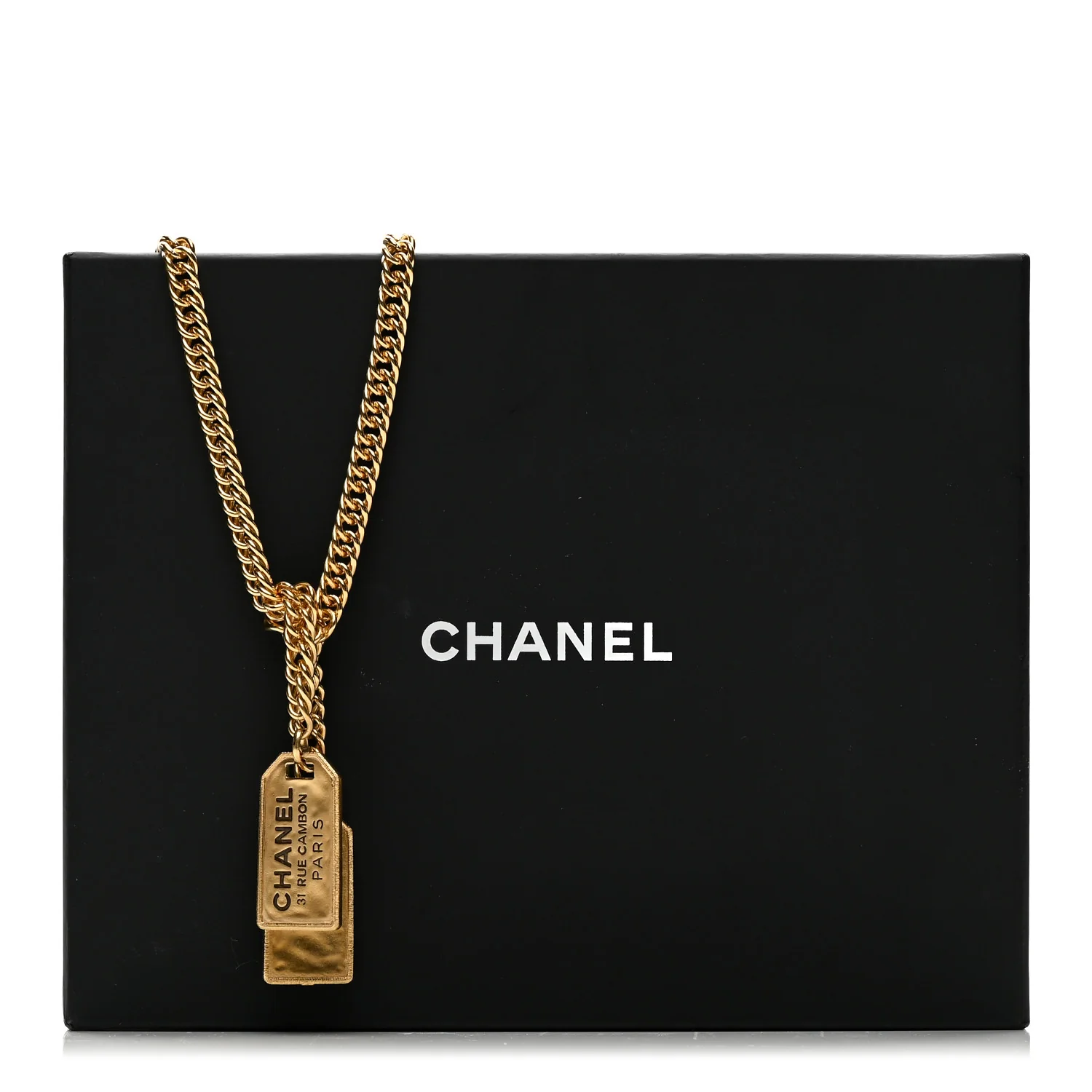 Metal ID Dog Tag Charm Necklace Gold - Image 5
