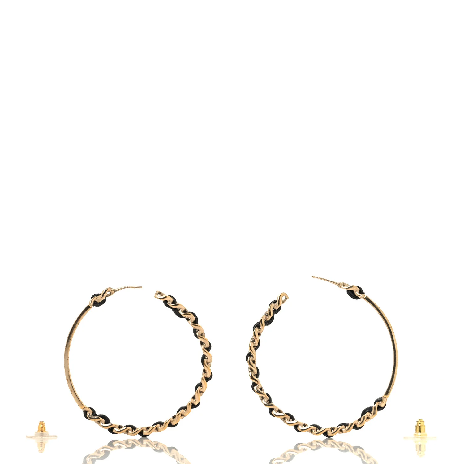 Metal Lambskin Crystal Sergeant Chanel Hoop Earrings Gold - Image 7