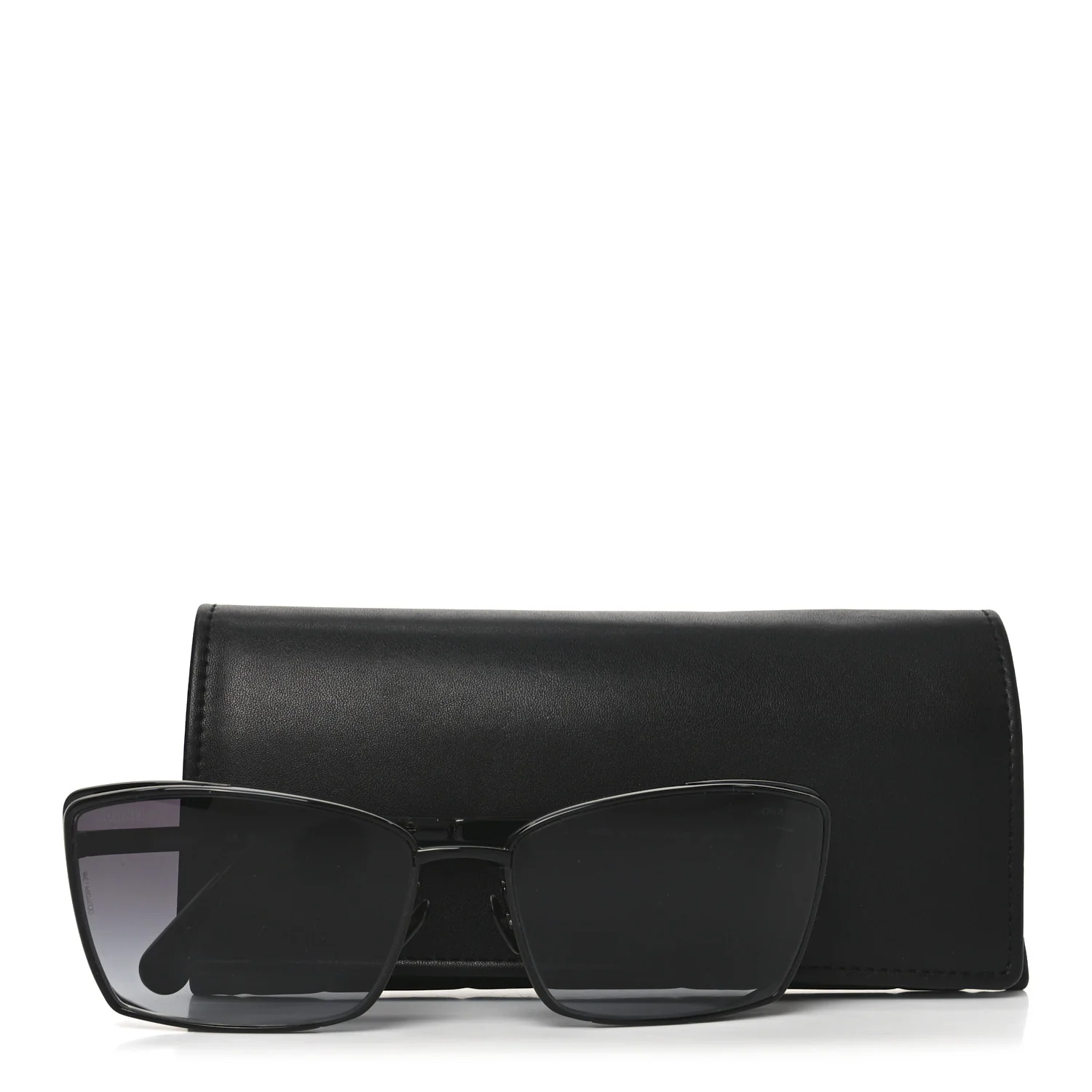 Metal Logo Square Sunglasses 71542 Black - Image 7