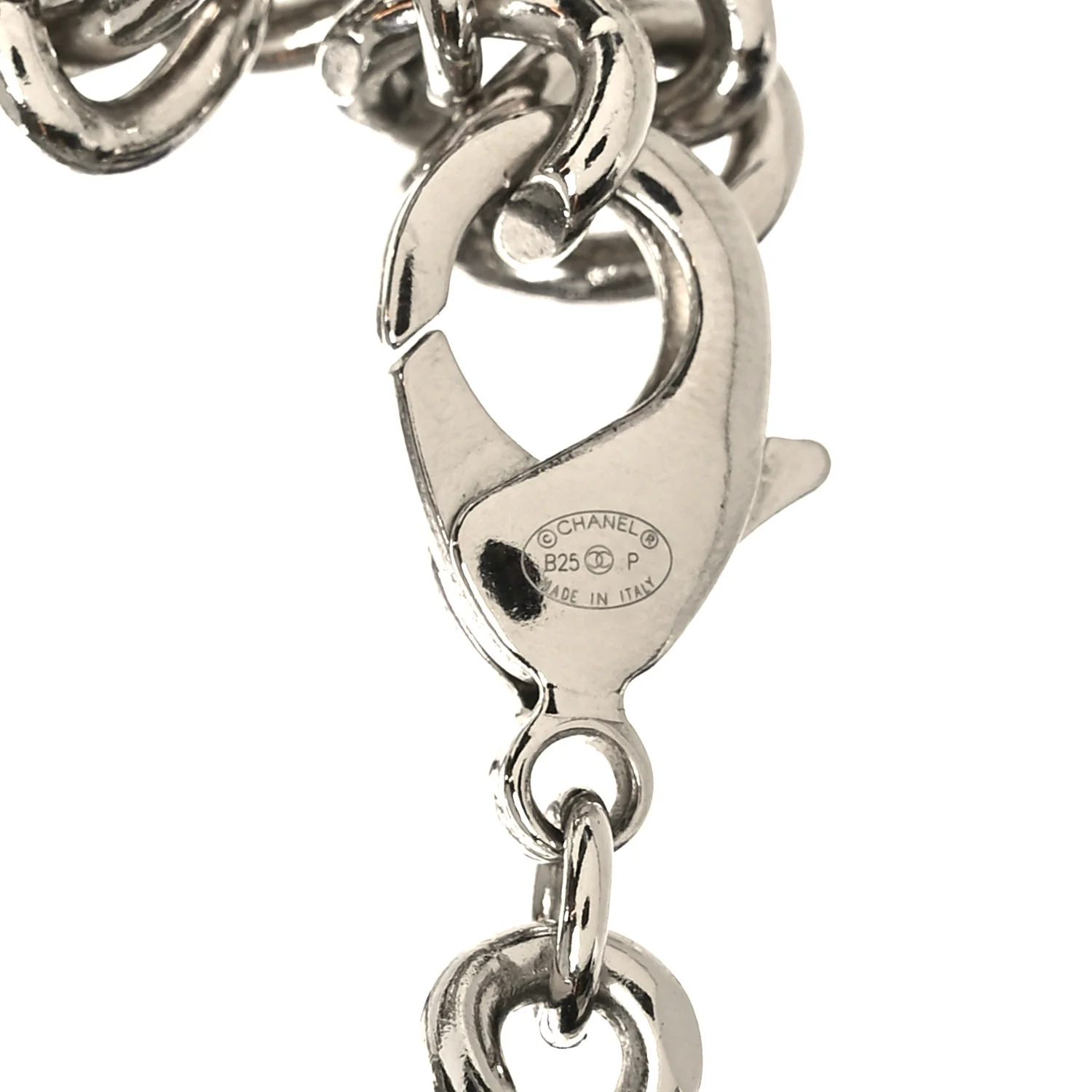 Metal Patent CC Double Chain Choker Black Silver - Image 4
