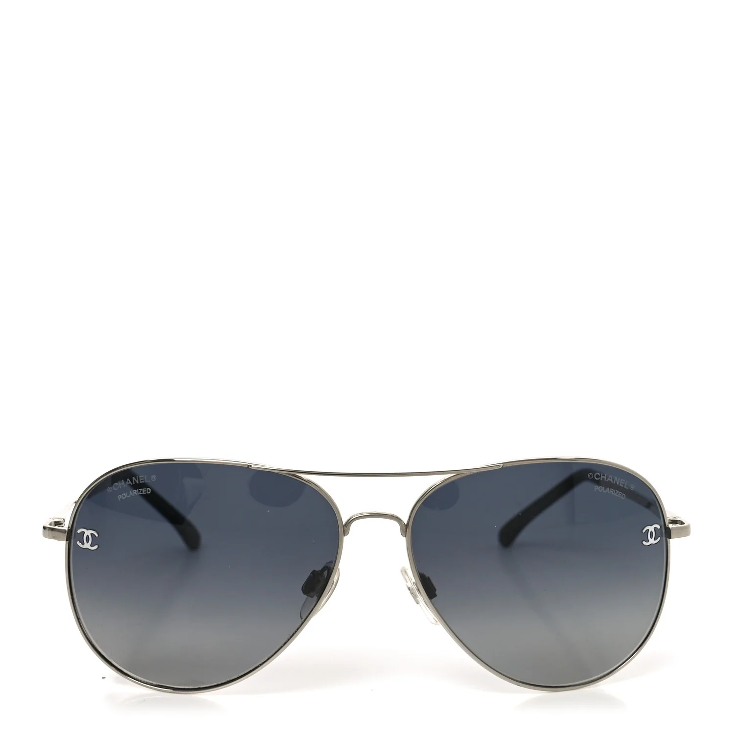 Metal Polarized CC Aviator Sunglasses 4189-T-Q Silver - Image 2