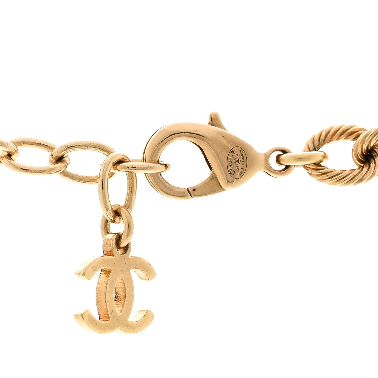Metal Quilted CC Necklace Gold - Image 4