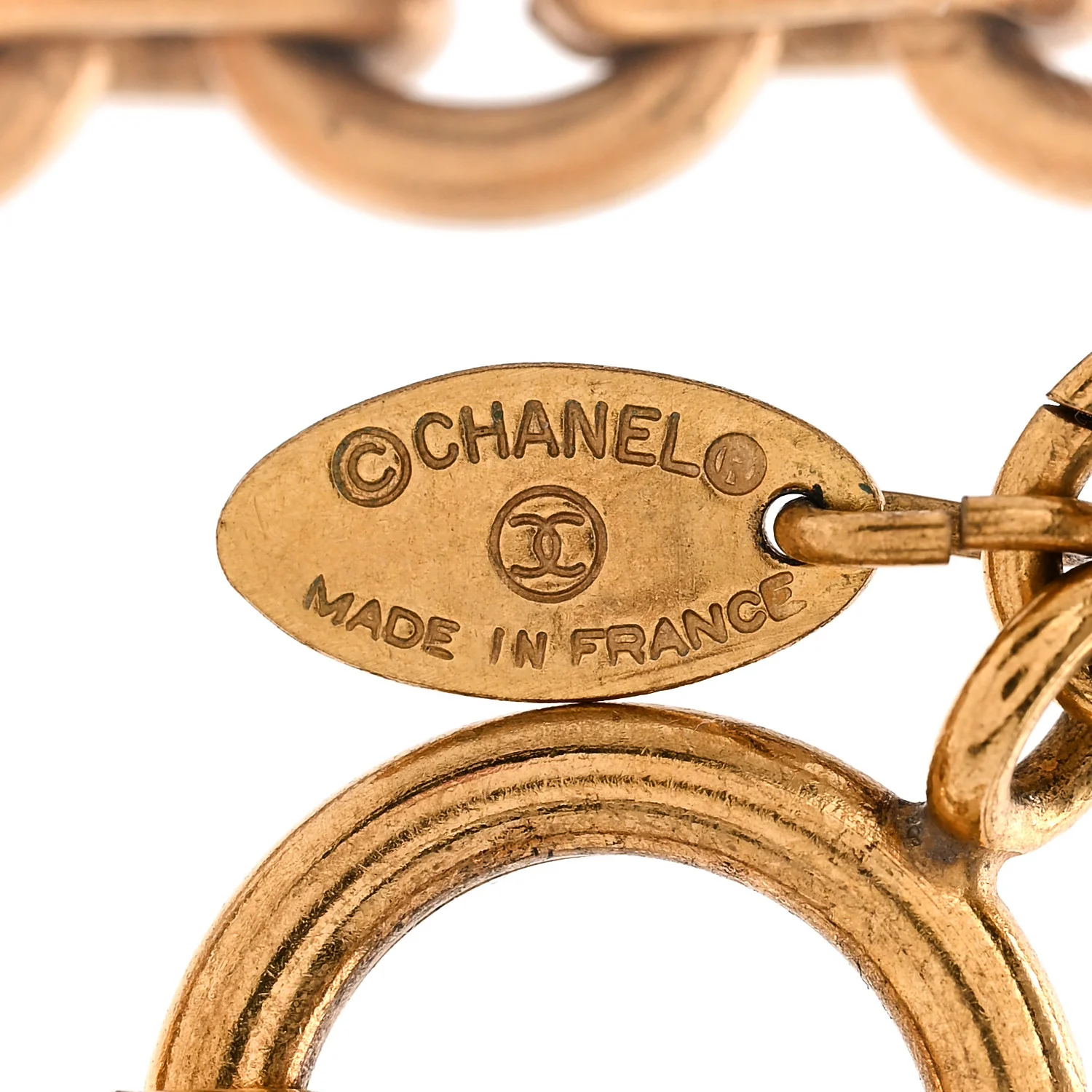 Metal Quilted CC Necklace Gold - Image 6