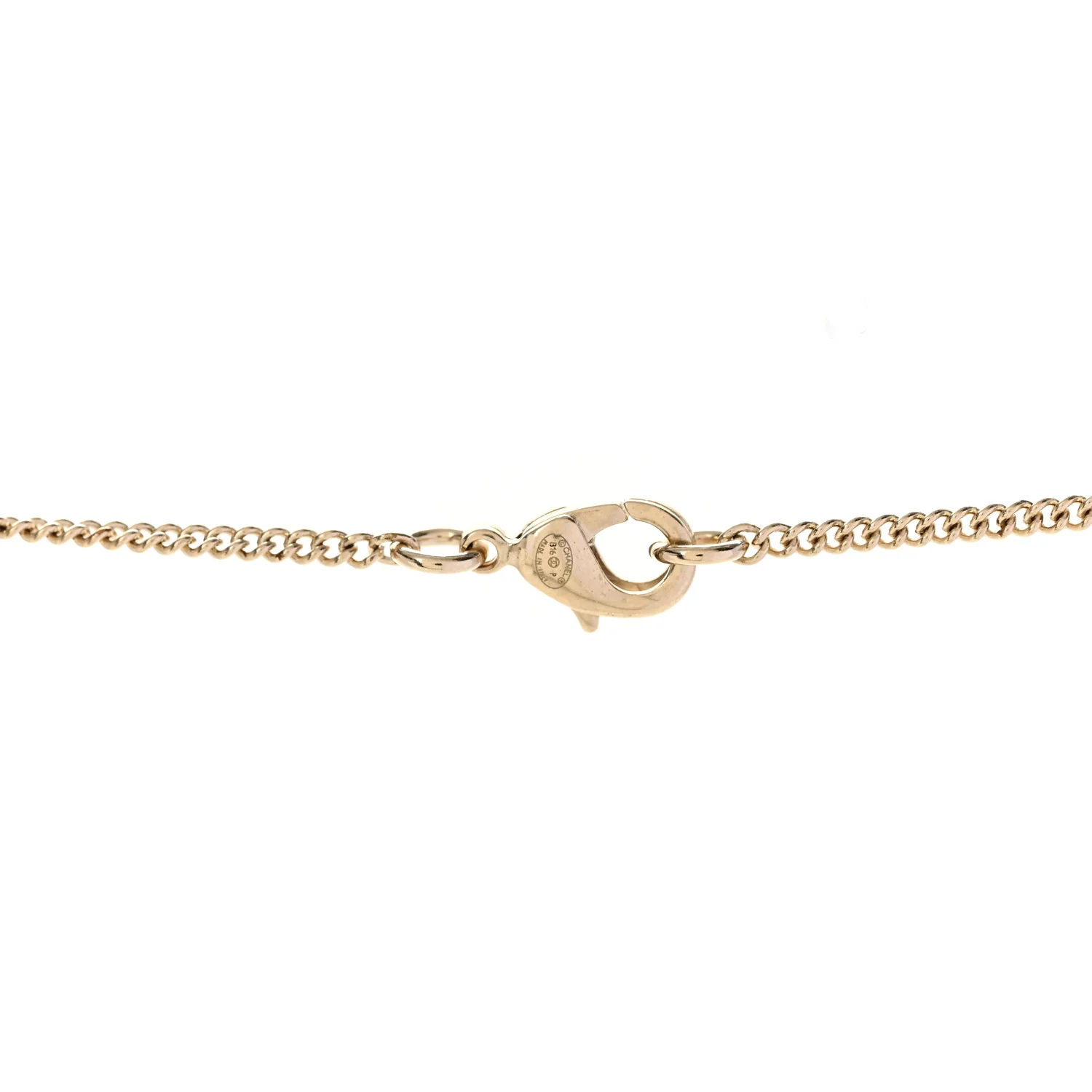 Metal Quilted CC Pendant Necklace Gold White - Image 4
