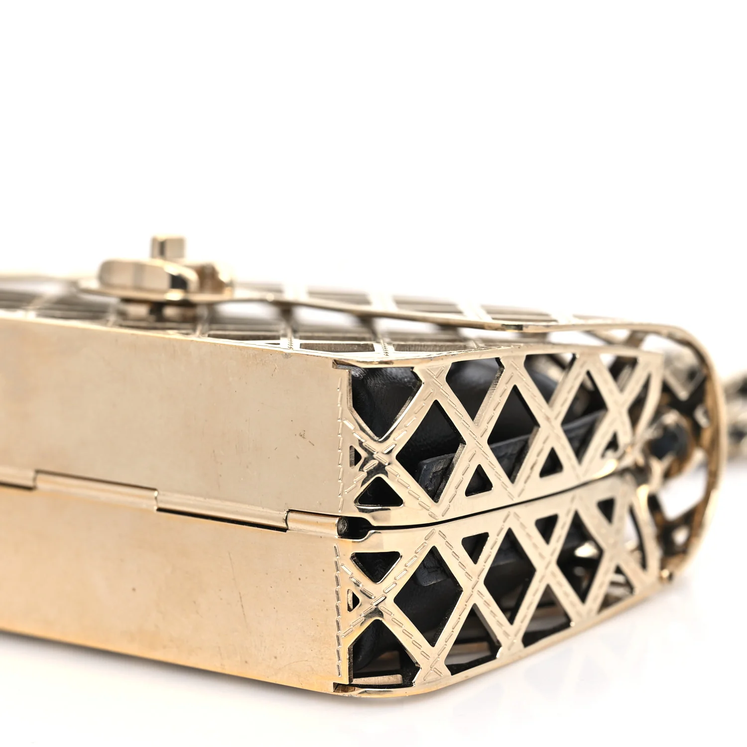 Metal Quilted Mini Rectangular Flap Gold - Image 10
