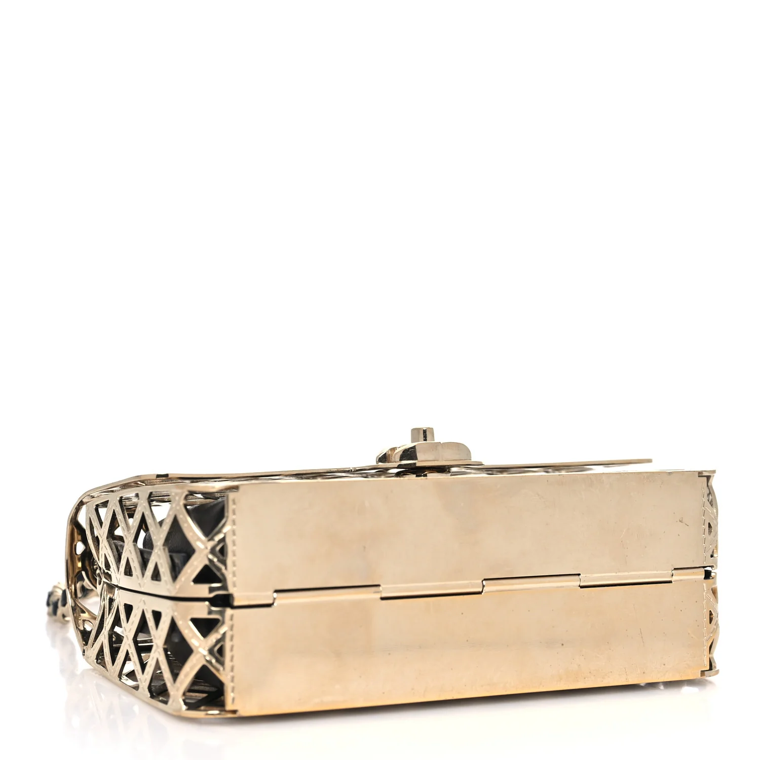 Metal Quilted Mini Rectangular Flap Gold - Image 4