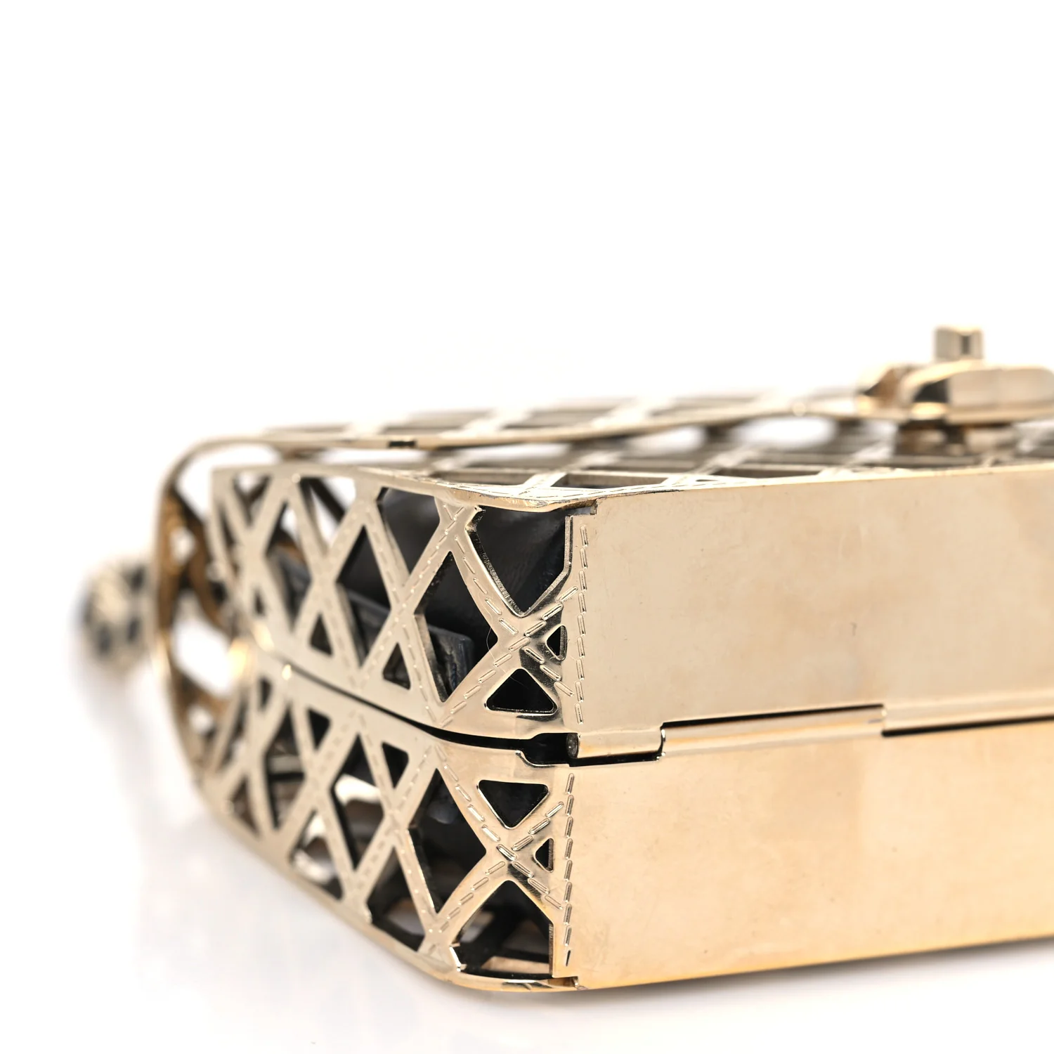 Metal Quilted Mini Rectangular Flap Gold - Image 9