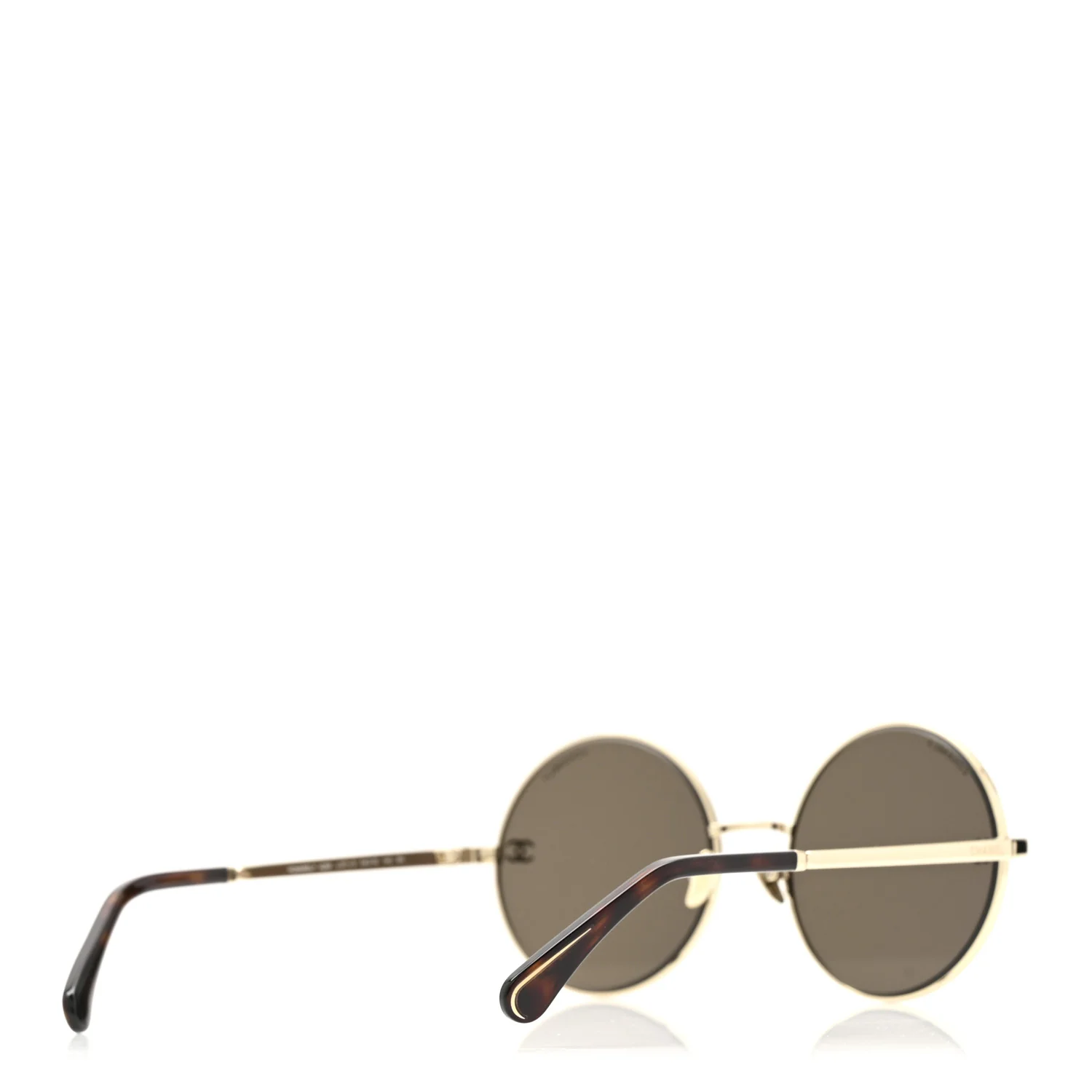 Metal Round Sunglasses 4268 Gold Tortoise - Image 4
