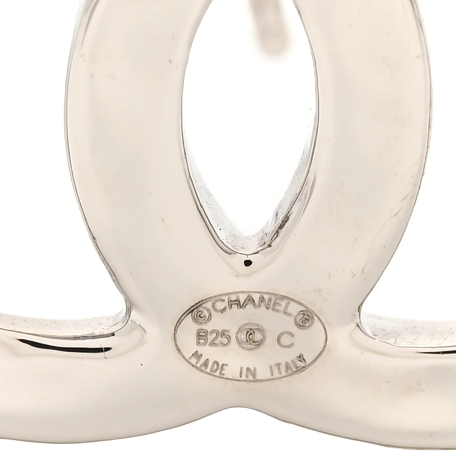 Metal Square CC Earrings Silver - Image 4
