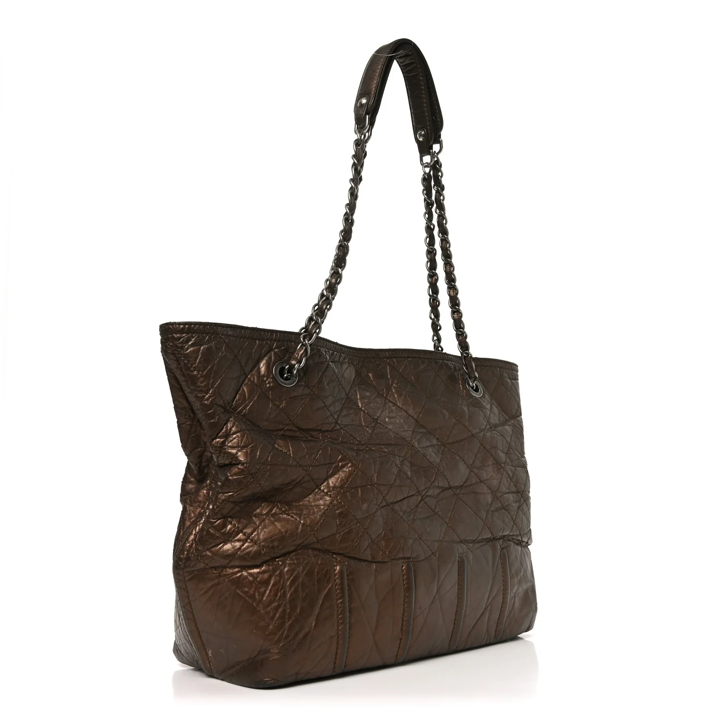 Metallic Aged Calfskin Large Shopping In Moscow Tote Bronze - Image 3