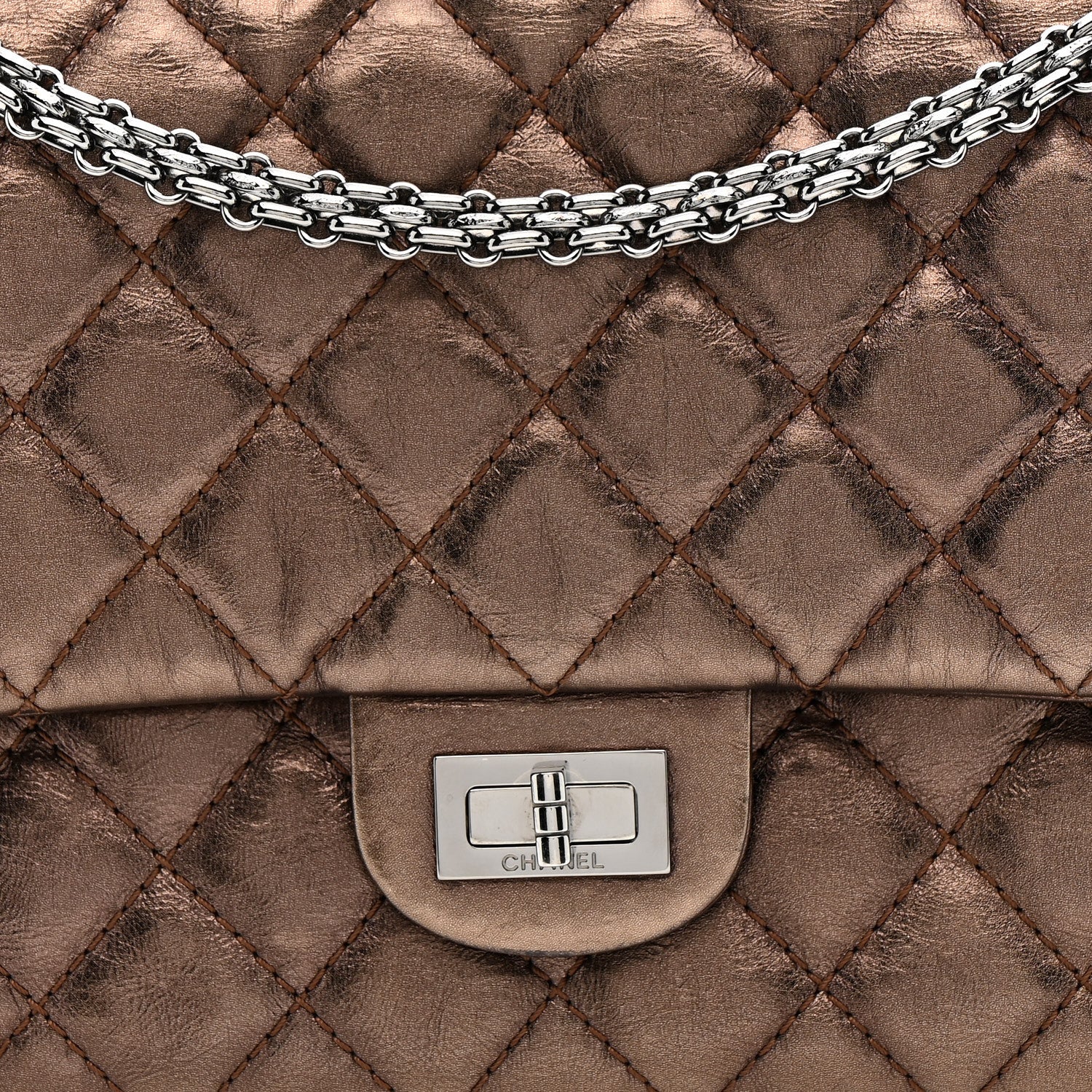 Metallic Aged Calfskin Quilted 2.55 Reissue 226 Flap Bronze - Image 8