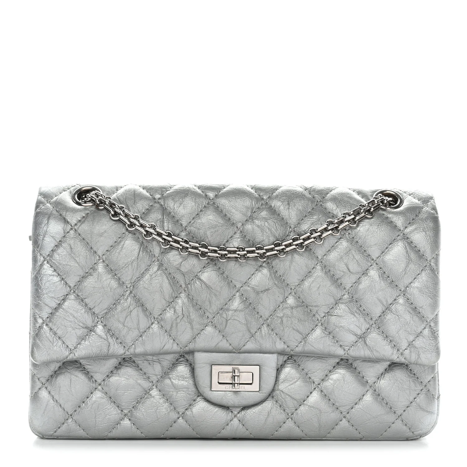 Metallic Aged Calfskin Quilted 2.55 Reissue 226 Flap Silver - Image 3