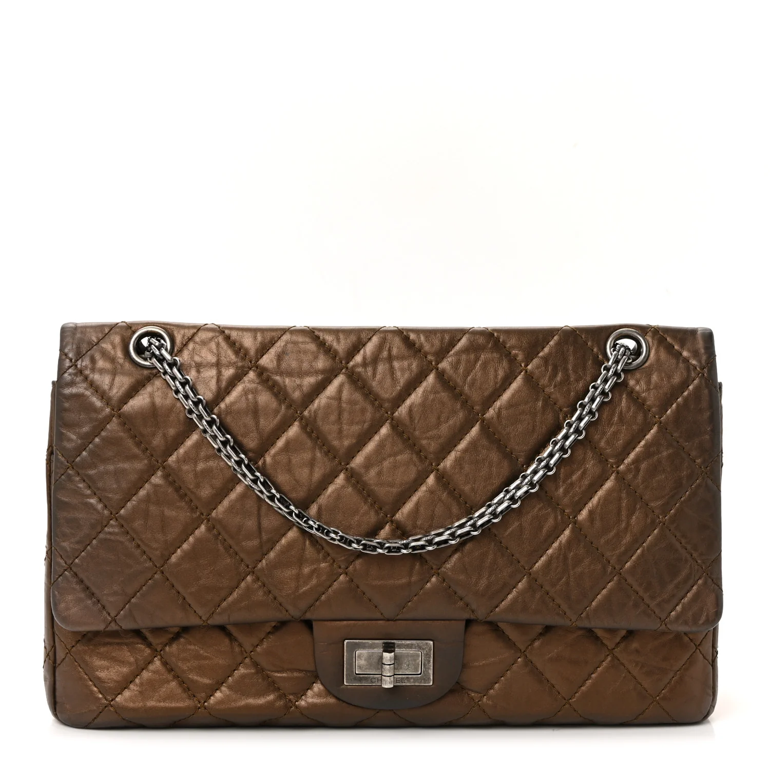 Metallic Aged Calfskin Quilted 2.55 Reissue 227 Flap Bronze - Image 2