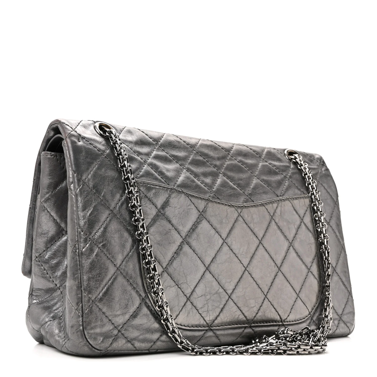 Metallic Aged Calfskin Quilted 2.55 Reissue 227 Flap Dark Silver - Image 5