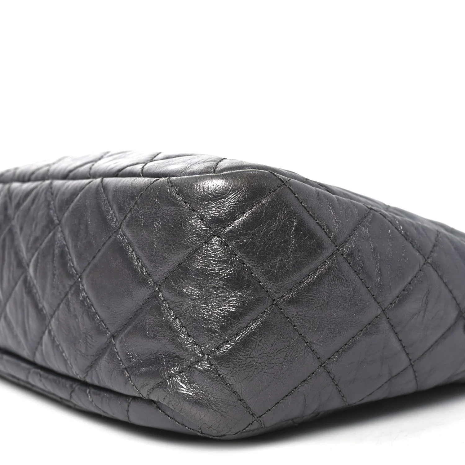 Metallic Aged Calfskin Quilted Large Reissue Camera Case Dark Silver - Image 10