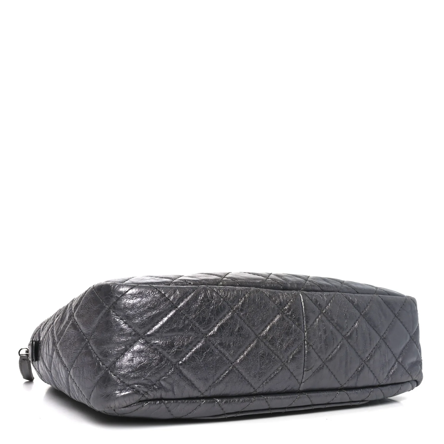 Metallic Aged Calfskin Quilted Large Reissue Camera Case Dark Silver - Image 4