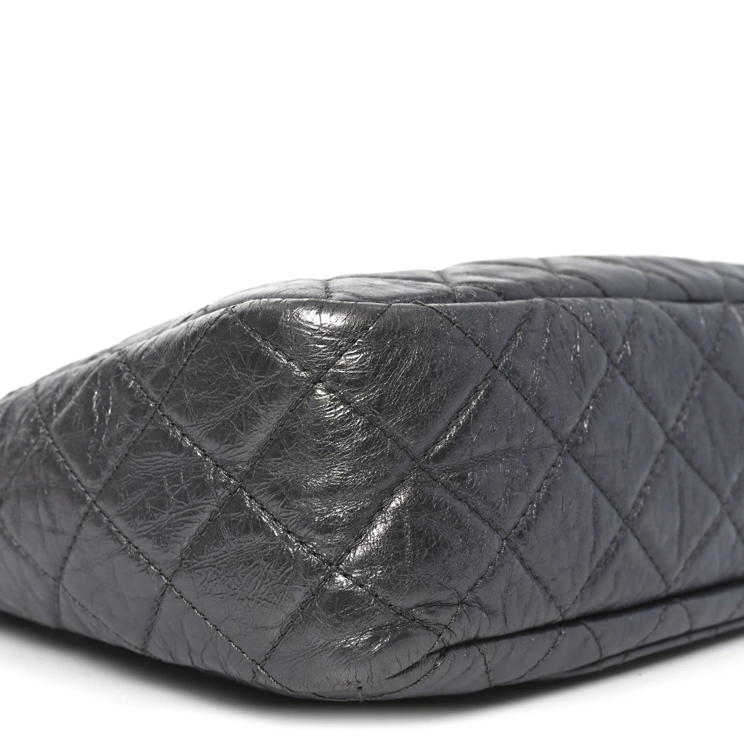 Metallic Aged Calfskin Quilted Large Reissue Camera Case Dark Silver - Image 9