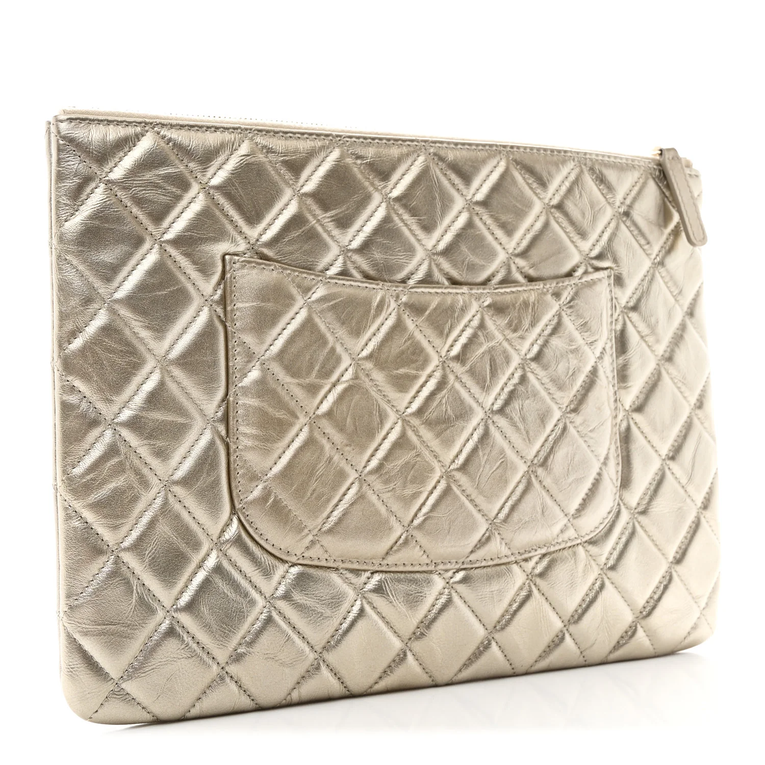 Metallic Aged Calfskin Quilted Medium 2.55 Reissue Cosmetic Case Gold - Image 3