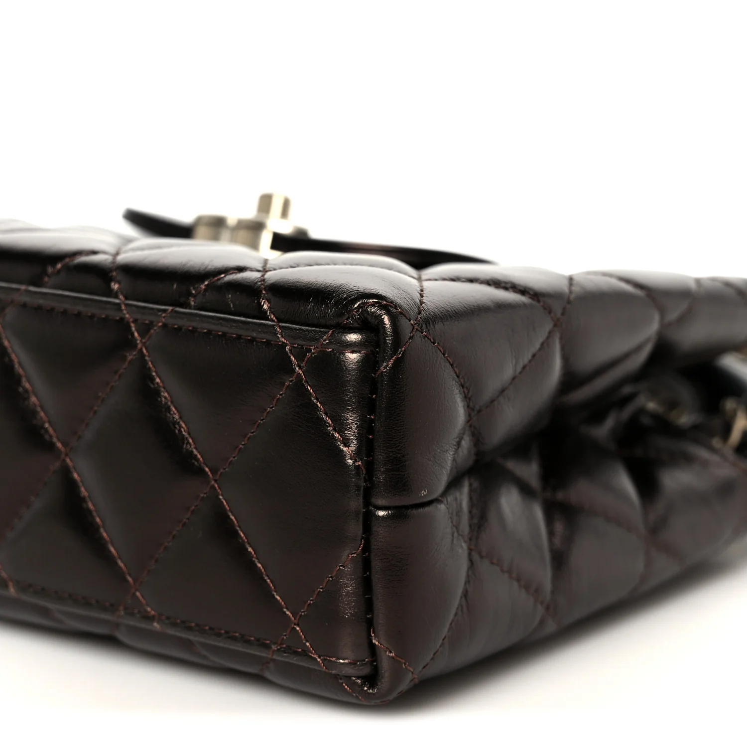 Metallic Aged Calfskin Quilted Nano Kelly Shopper Light Brown - Image 10