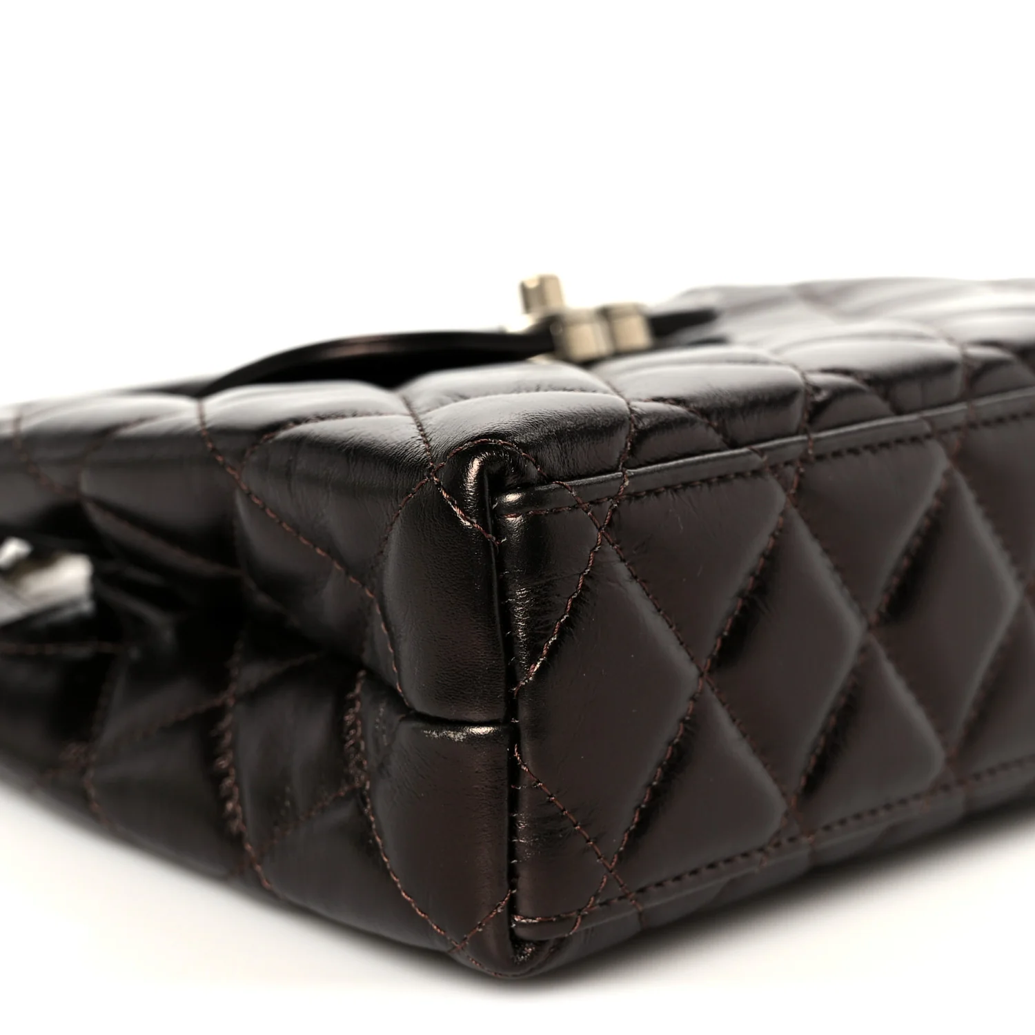 Metallic Aged Calfskin Quilted Nano Kelly Shopper Light Brown - Image 9