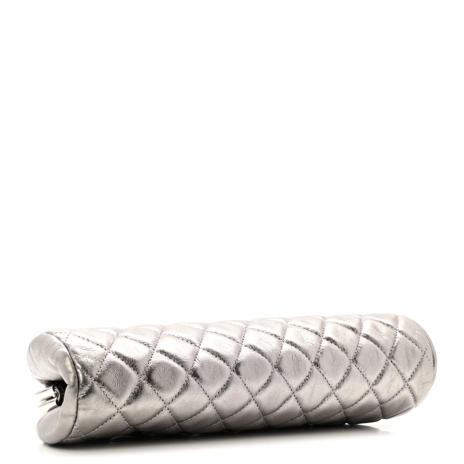 Metallic Aged Calfskin Quilted Timeless Clutch Silver - Image 4