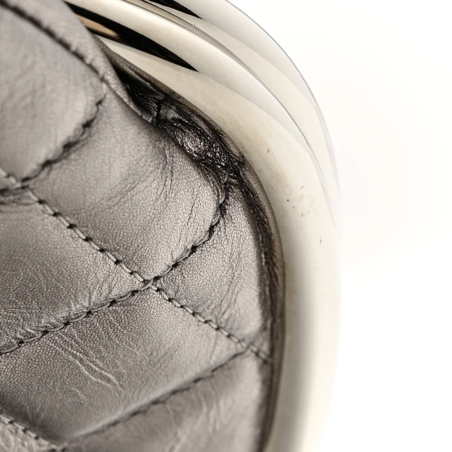 Metallic Aged Calfskin Quilted Timeless Clutch Silver - Image 9
