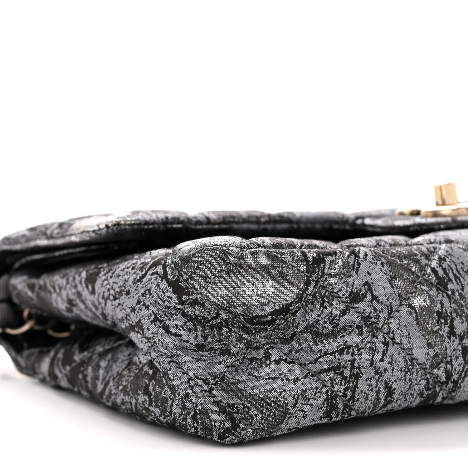Metallic Brocade Quilted Medium Double Flap Dark Grey - Image 8