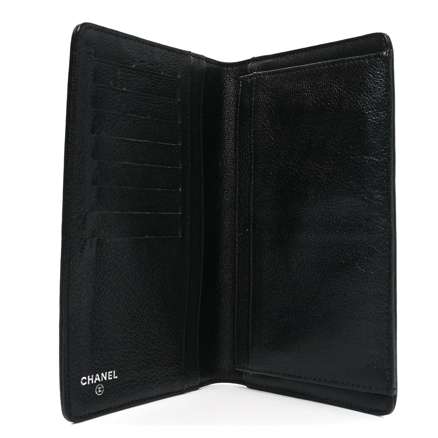 Metallic Calfskin Diamond Embossed Yen Wallet Grey - Image 5