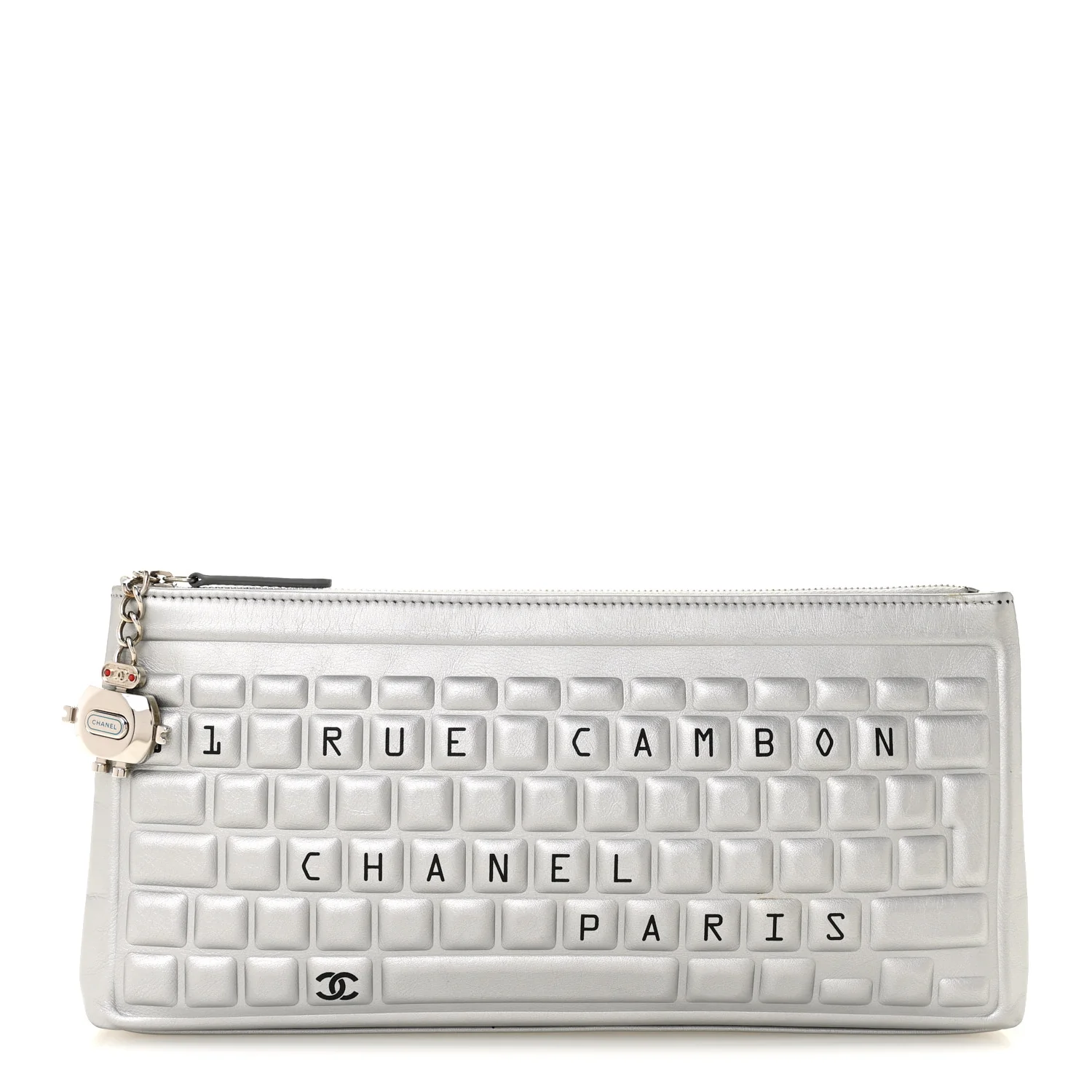 Metallic Calfskin Keyboard Pouch Silver
