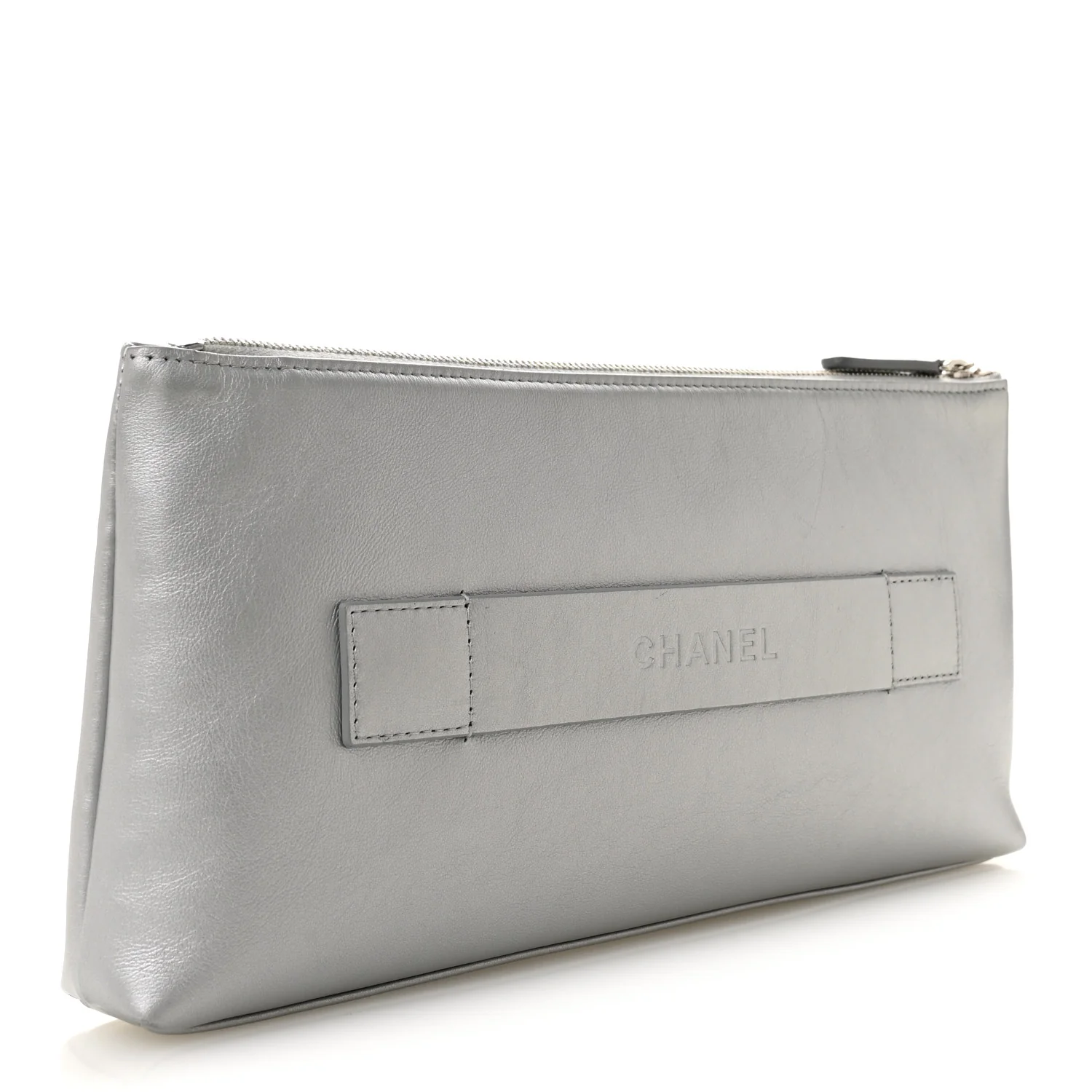 Metallic Calfskin Keyboard Pouch Silver - Image 3