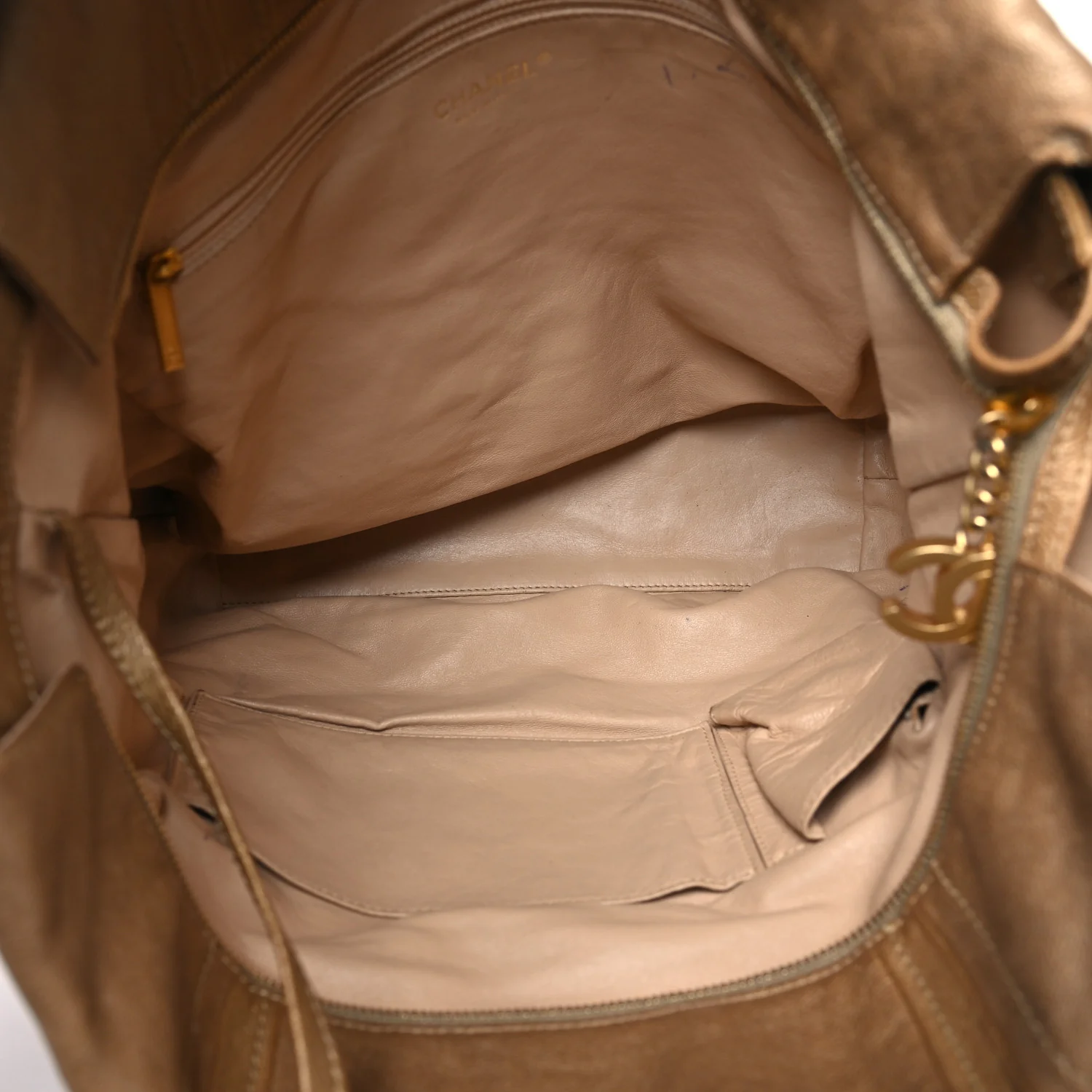 Metallic Calfskin Luxe Ligne Tote Gold - Image 5