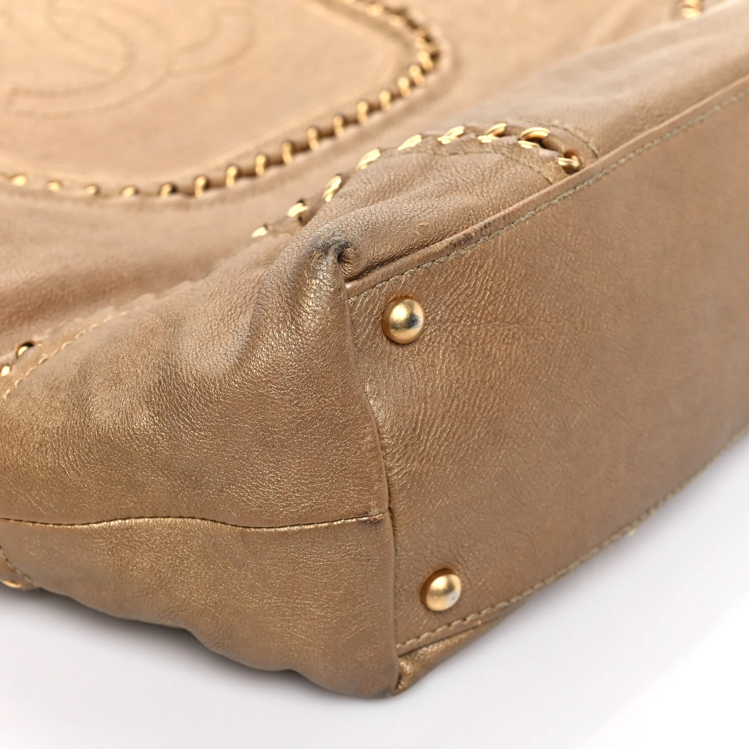 Metallic Calfskin Luxe Ligne Tote Gold - Image 9