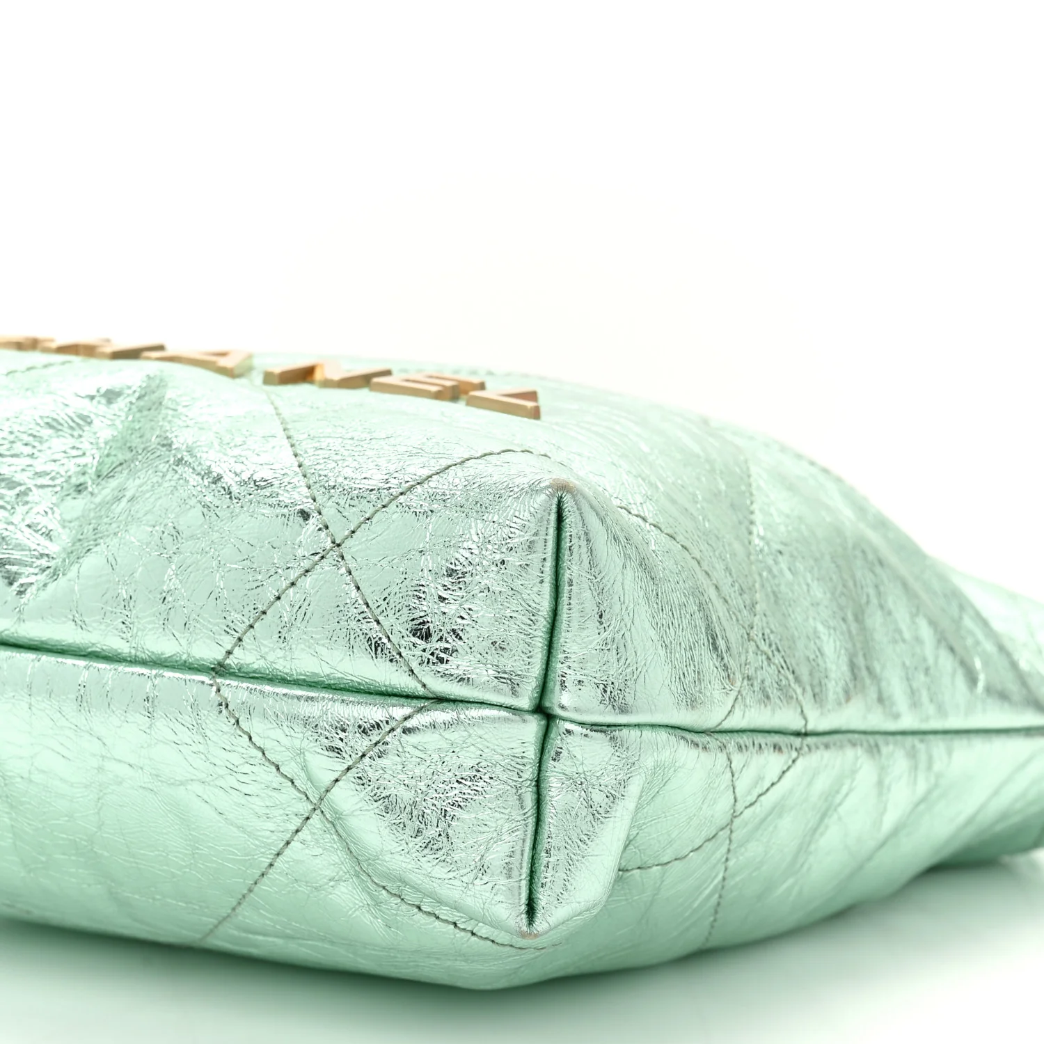 Metallic Calfskin Quilted Mini Chanel 22 Green - Image 10