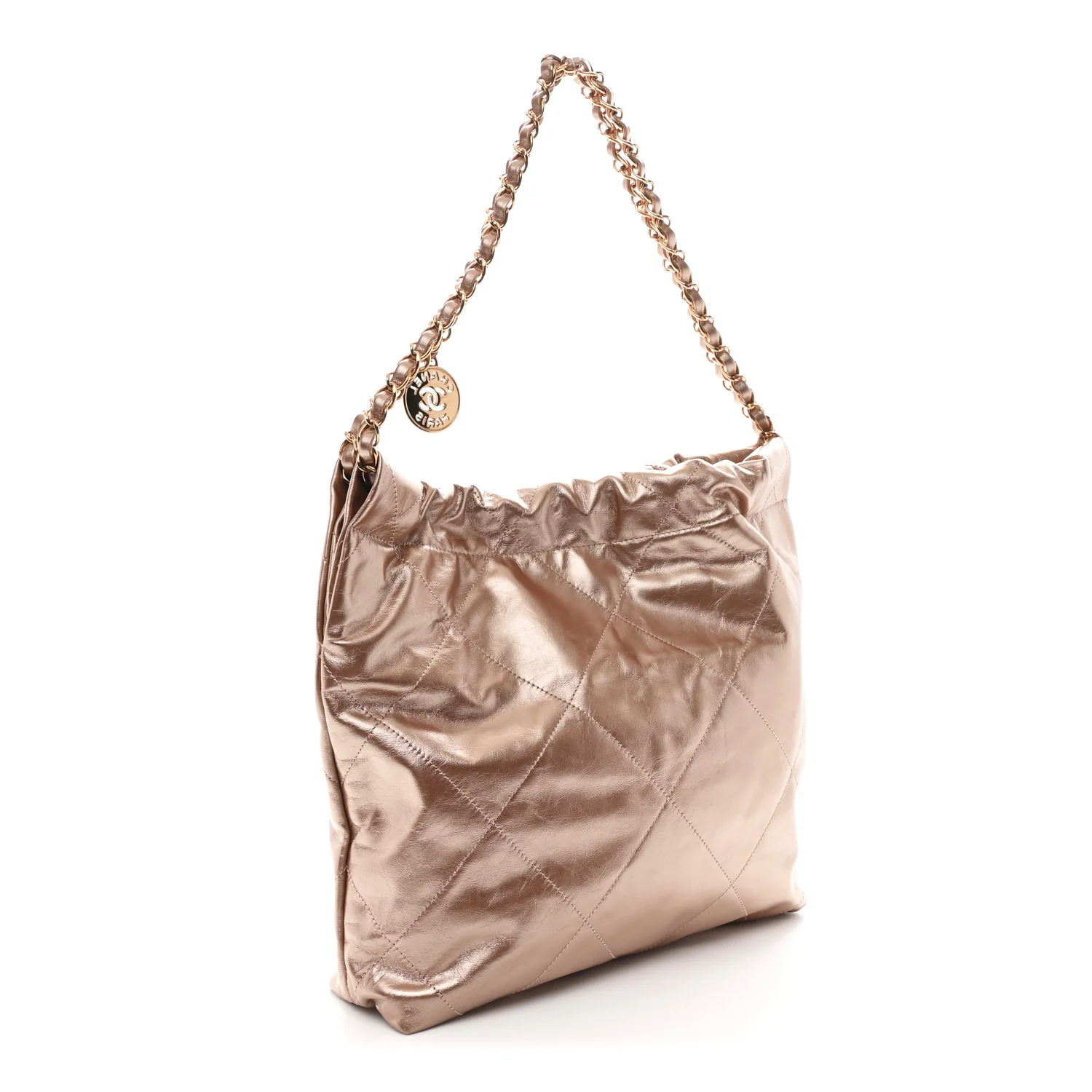 Metallic Calfskin Quilted Small Chanel 22 Pink - Image 4