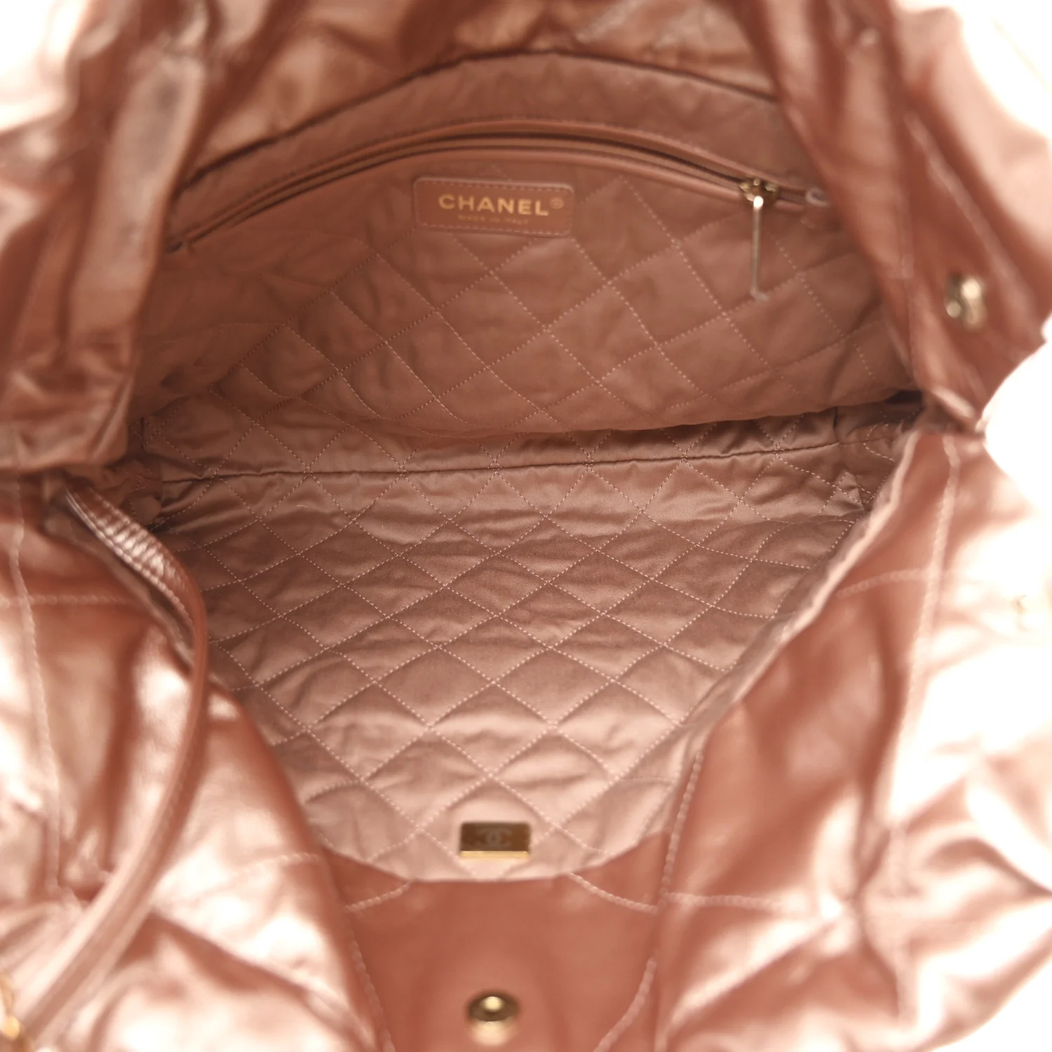 Metallic Calfskin Quilted Small Chanel 22 Pink - Image 6
