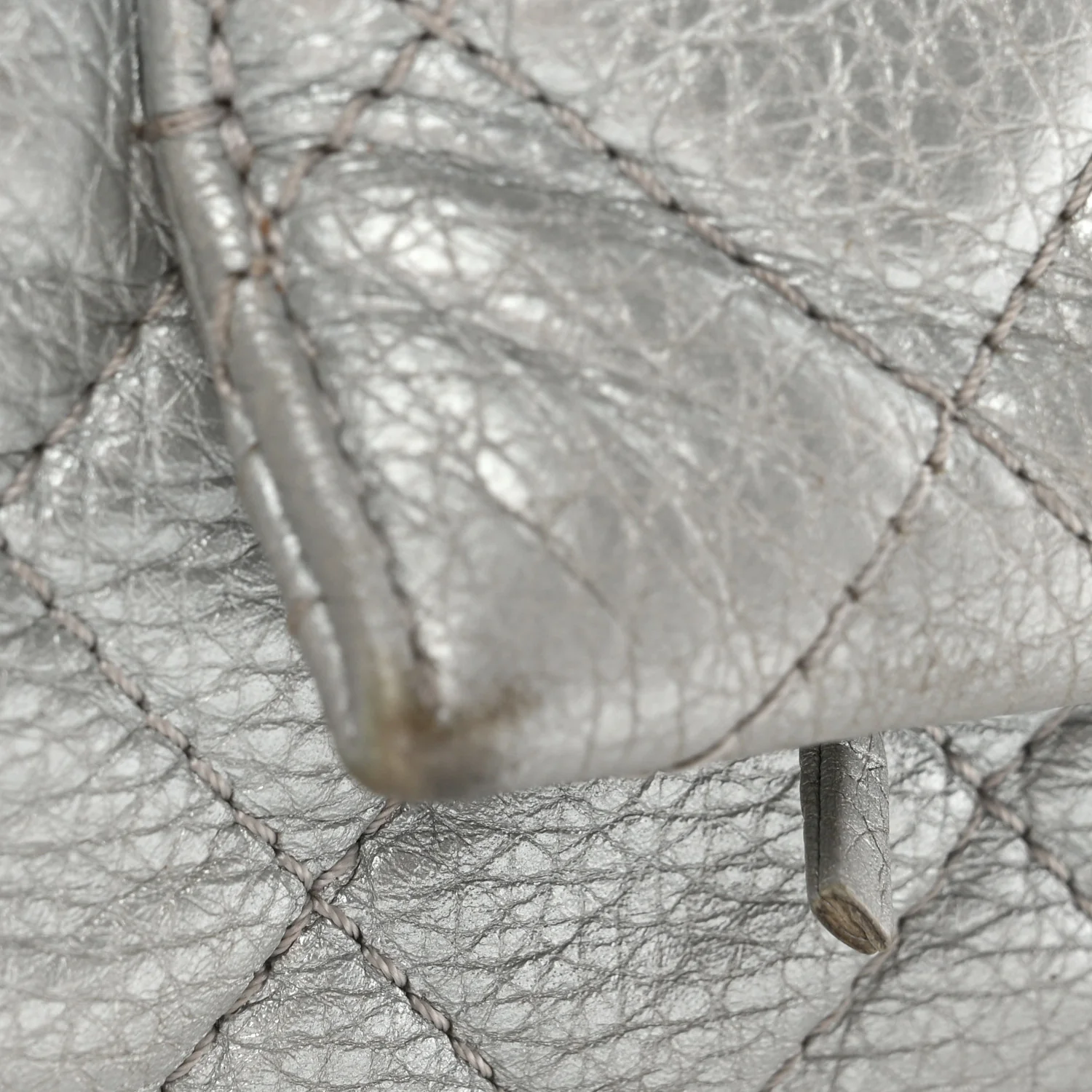 Metallic Calfskin Quilted XXL Travel Flap Bag Silver - Image 16