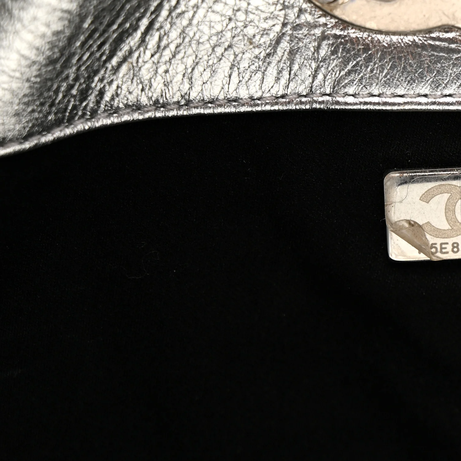 Metallic Calfskin Stitched CC Club Monaco Tote Silver - Image 7
