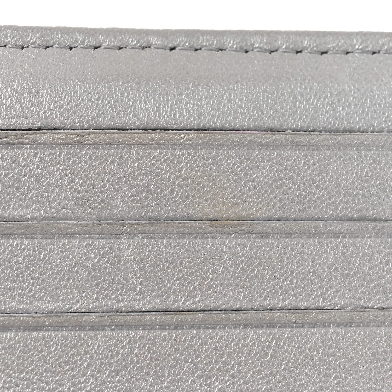 Metallic Caviar Quilted Compact Flap Wallet Silver - Image 12