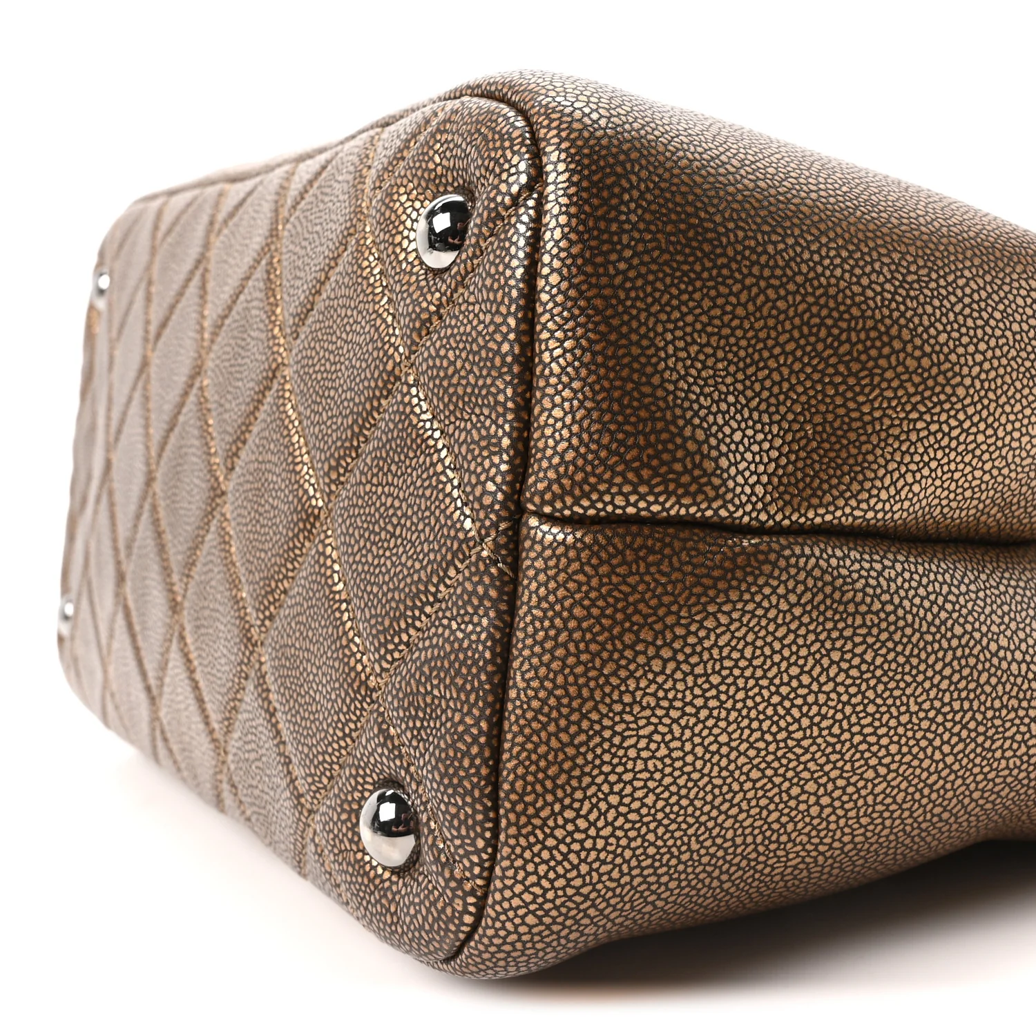Metallic Caviar Quilted Large Timeless CC Soft Tote Bronze - Image 10