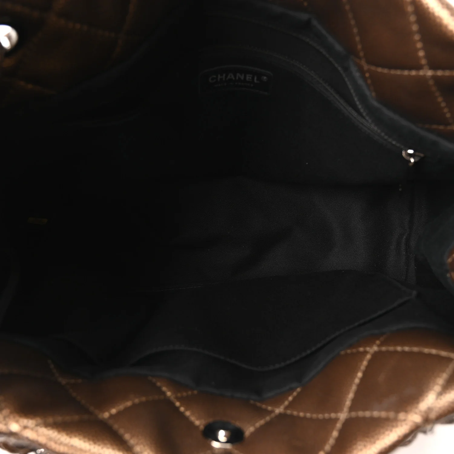 Metallic Caviar Quilted Large Timeless CC Soft Tote Bronze - Image 5