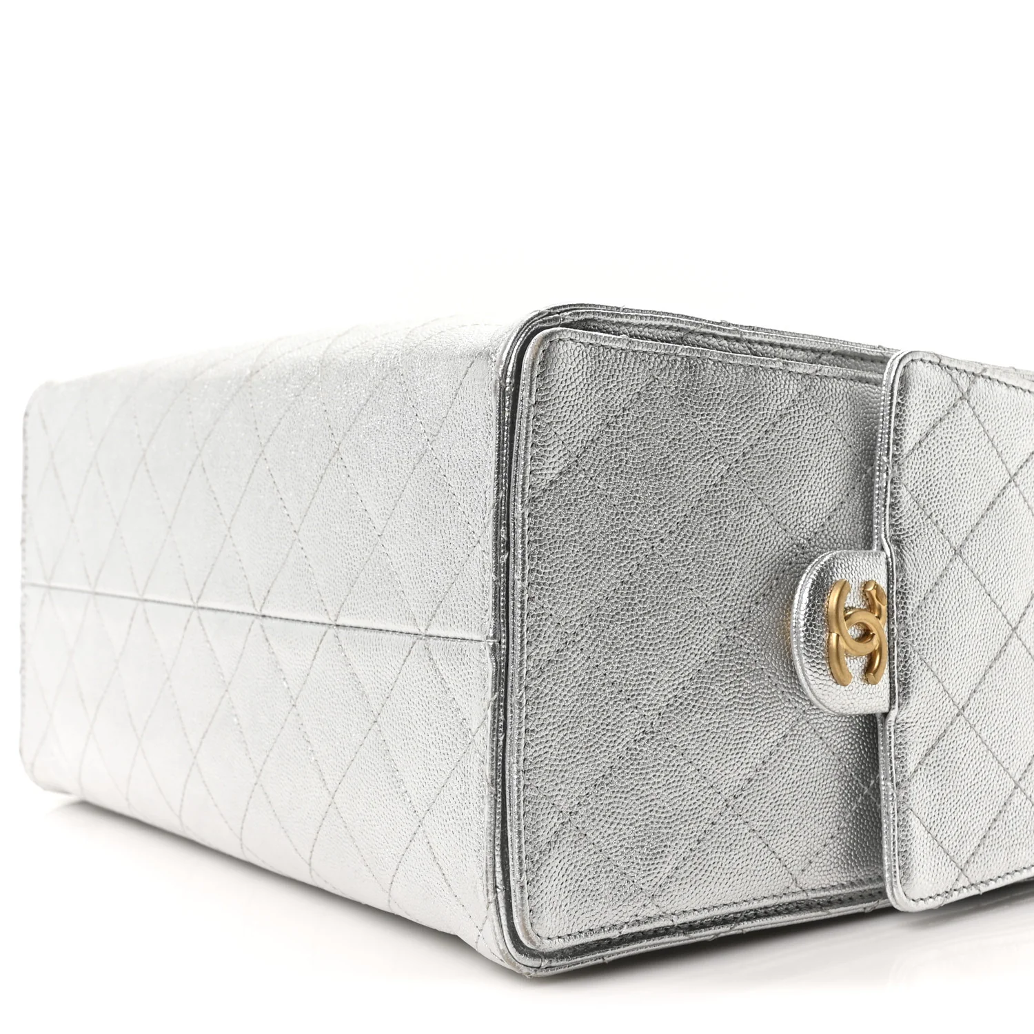Metallic Caviar Quilted Medium Chanel 25 Handbag Silver - Image 10