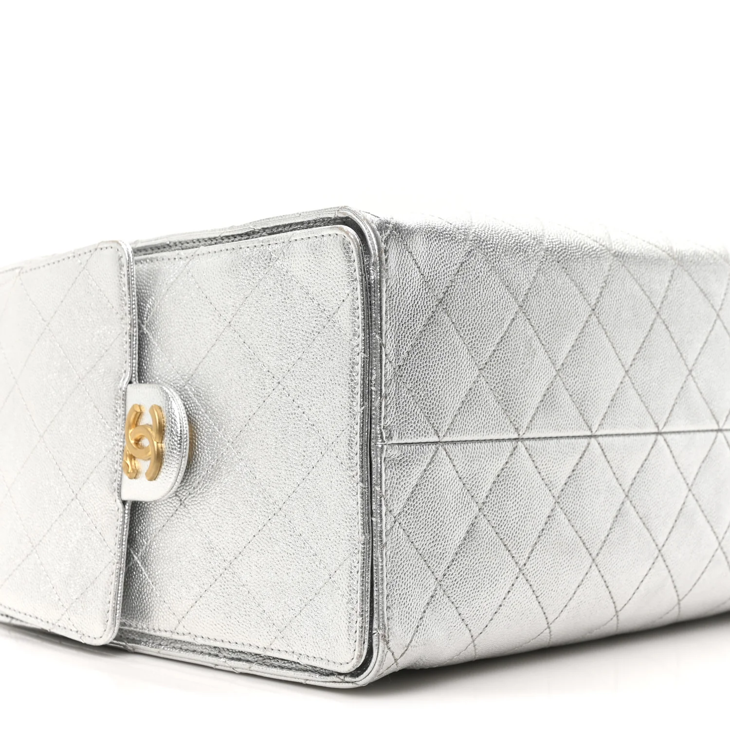 Metallic Caviar Quilted Medium Chanel 25 Handbag Silver - Image 9