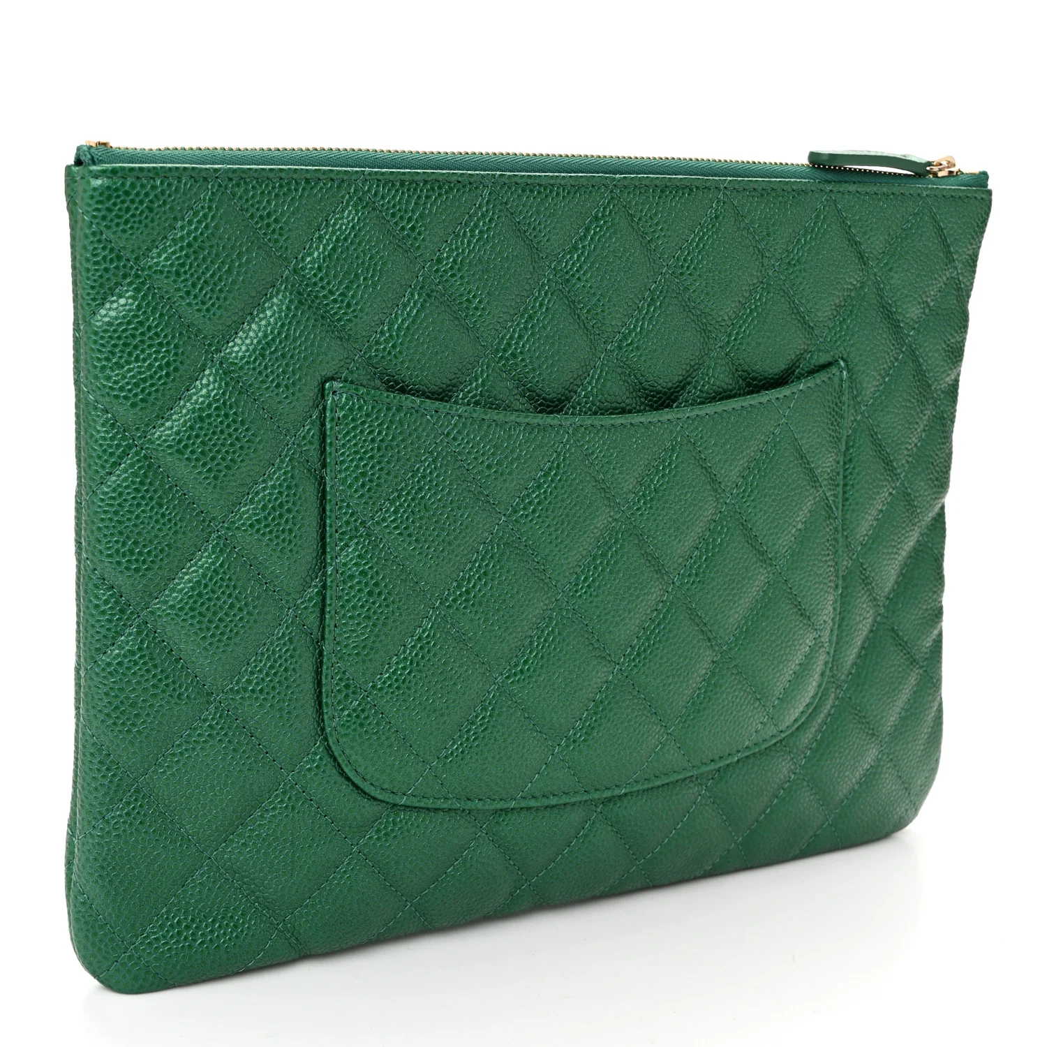 Metallic Caviar Quilted Medium Cosmetic Case Green - Image 3