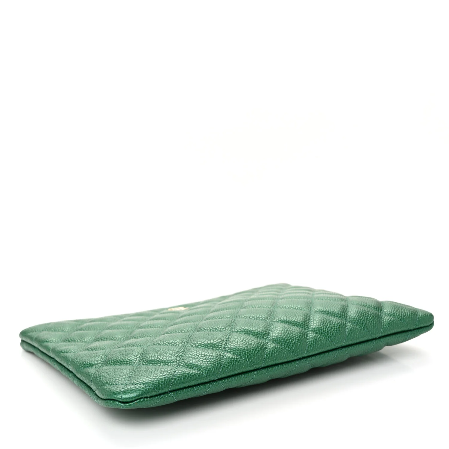 Metallic Caviar Quilted Medium Cosmetic Case Green - Image 4