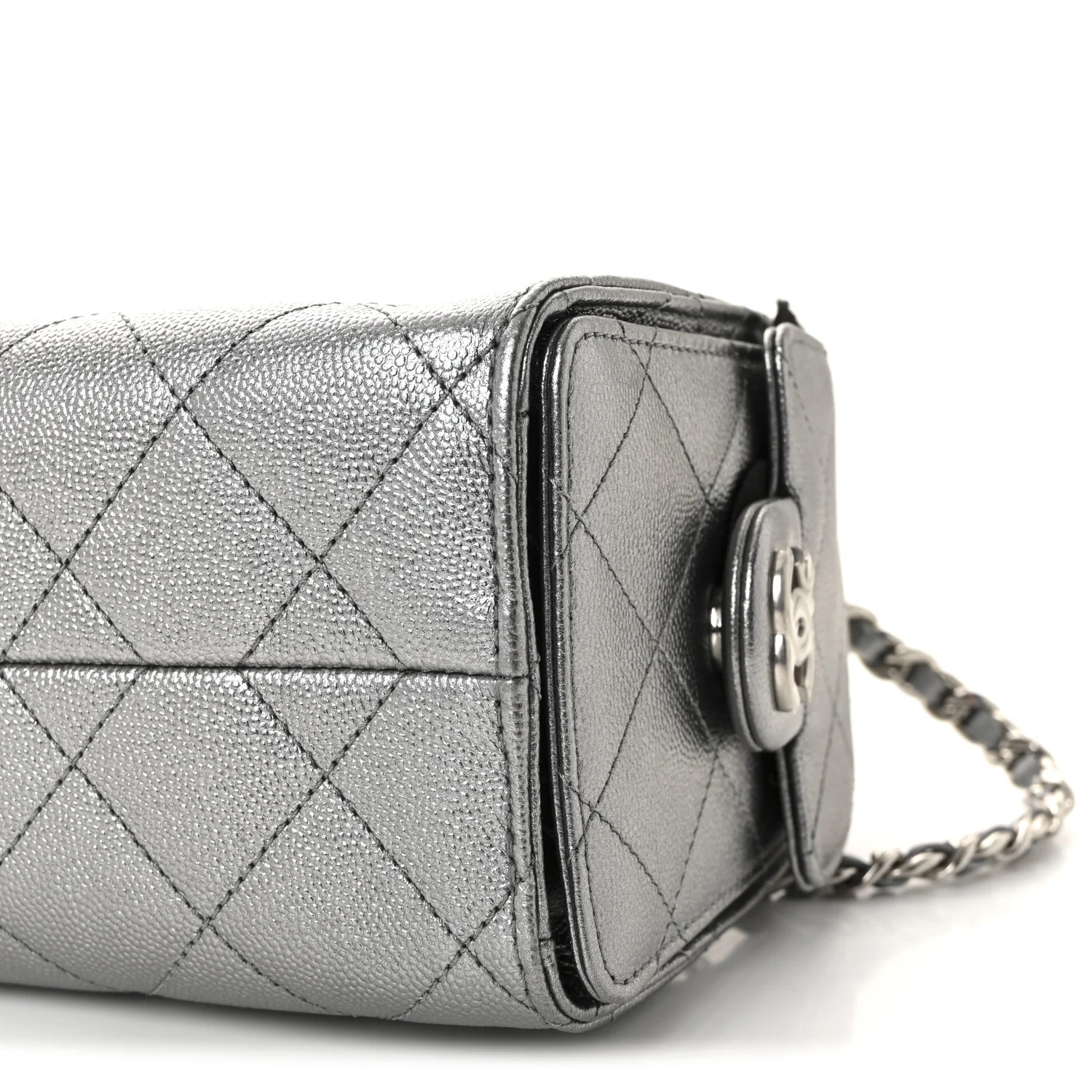 Metallic Caviar Quilted Mini Chanel 25 Handbag Anthracite - Image 10