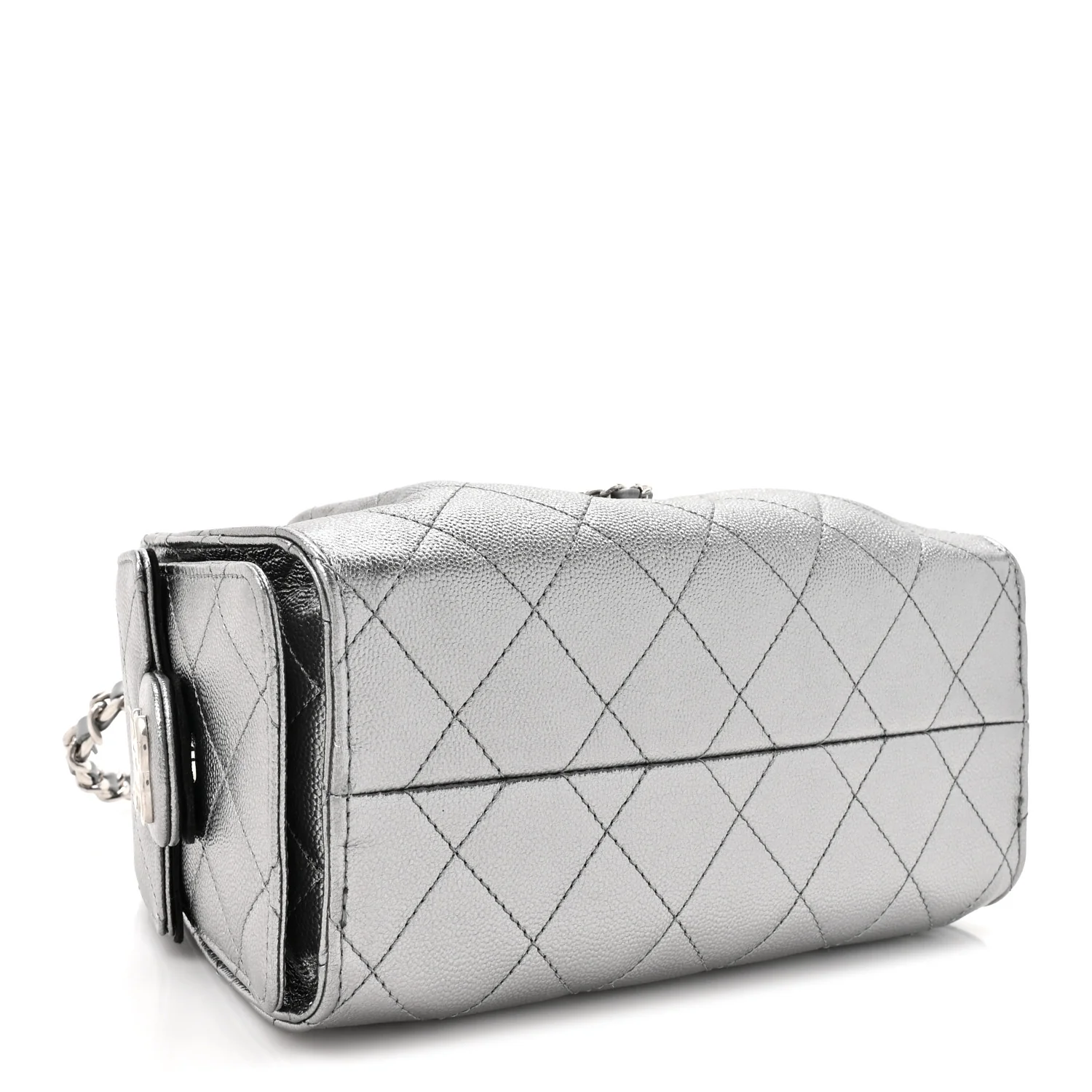 Metallic Caviar Quilted Mini Chanel 25 Handbag Anthracite - Image 4