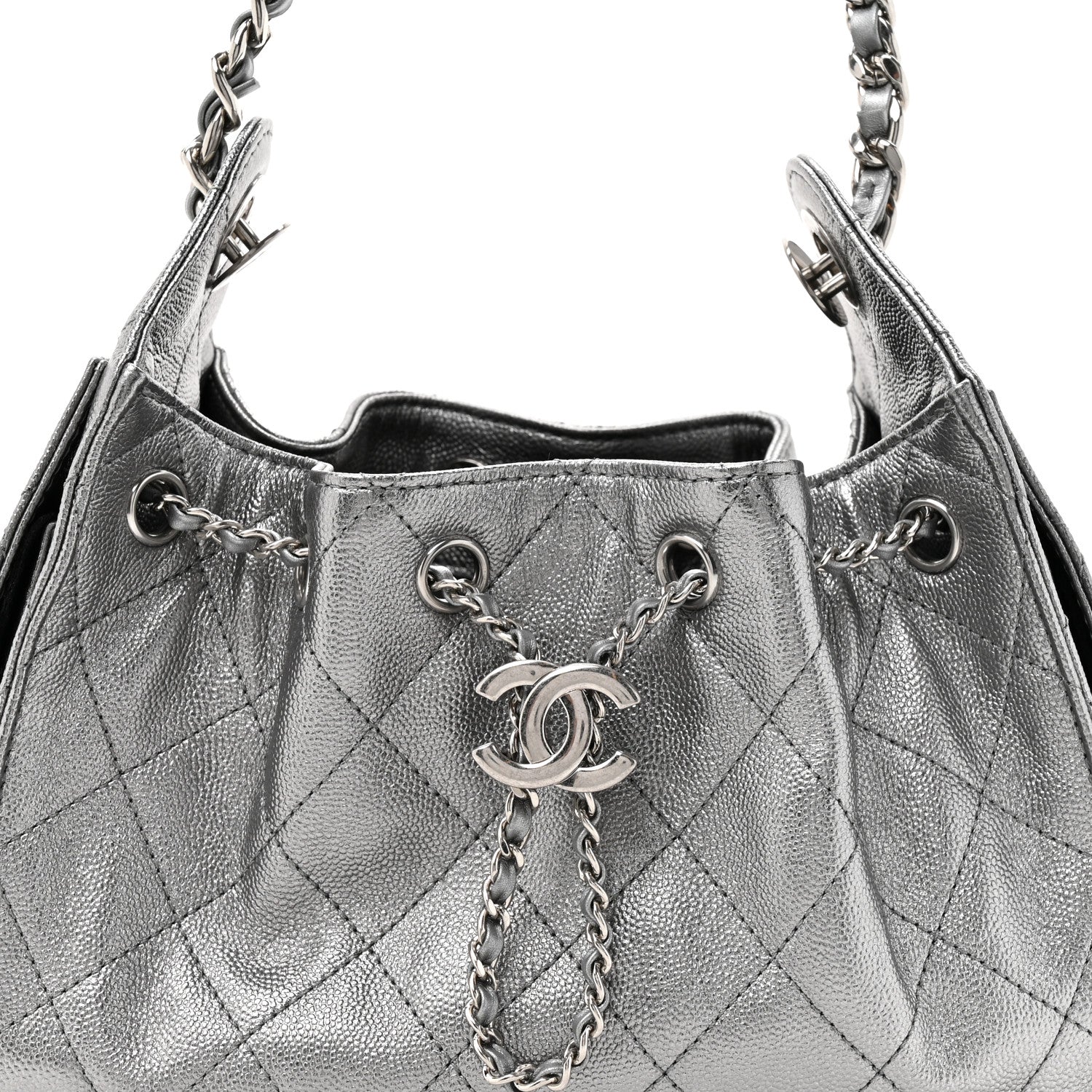 Metallic Caviar Quilted Mini Chanel 25 Handbag Anthracite - Image 8