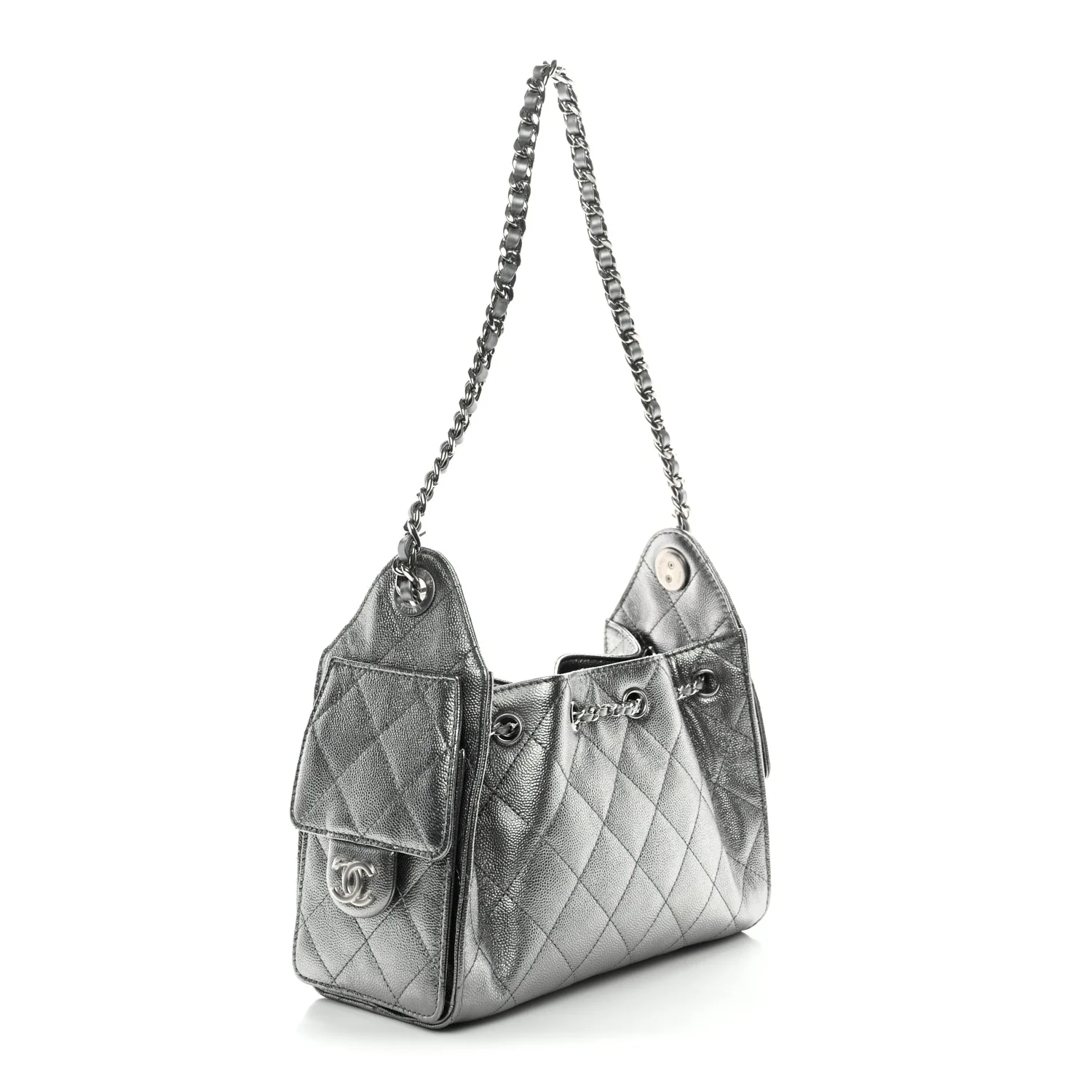 Metallic Caviar Quilted Mini Chanel 25 Handbag Anthracite - Image 3
