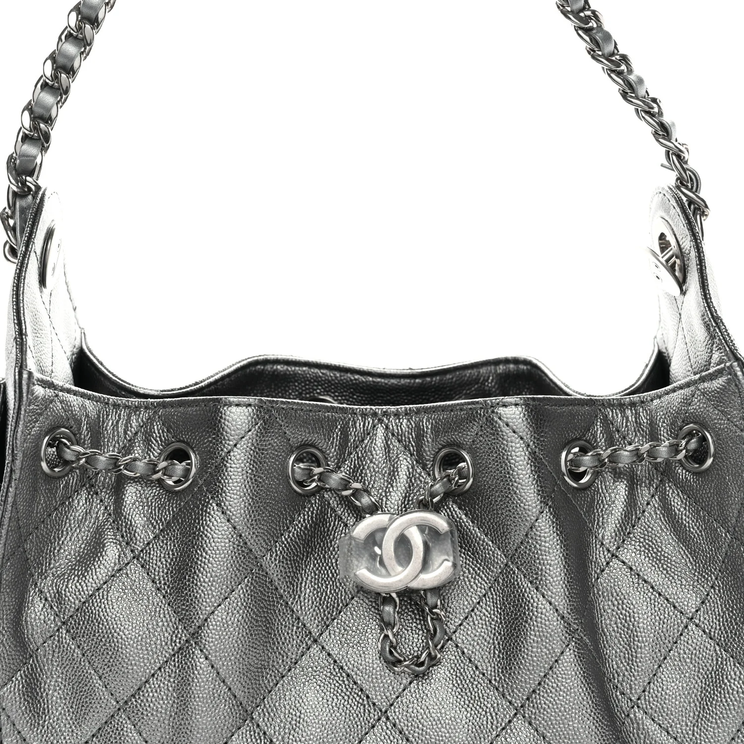 Metallic Caviar Quilted Mini Chanel 25 Handbag Anthracite - Image 8