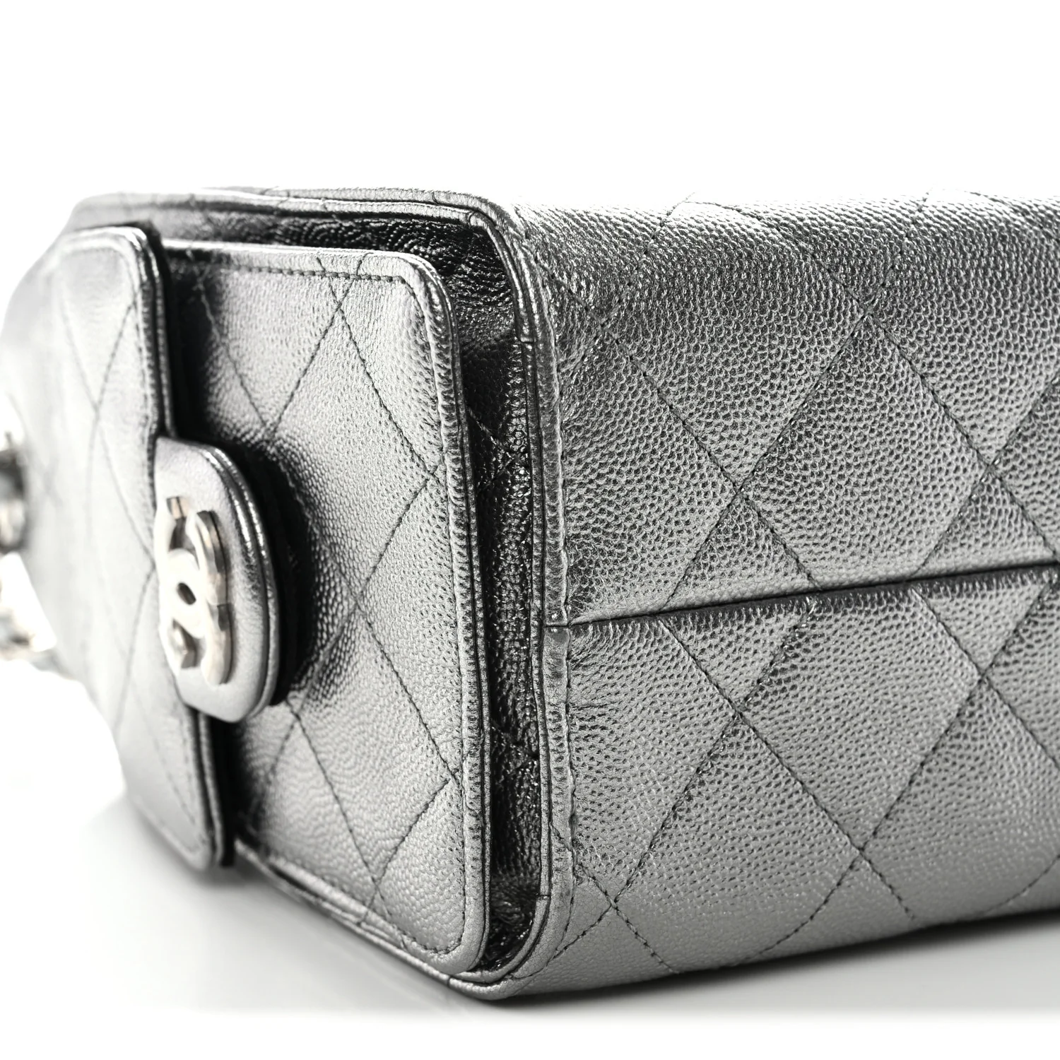 Metallic Caviar Quilted Mini Chanel 25 Handbag Anthracite - Image 9